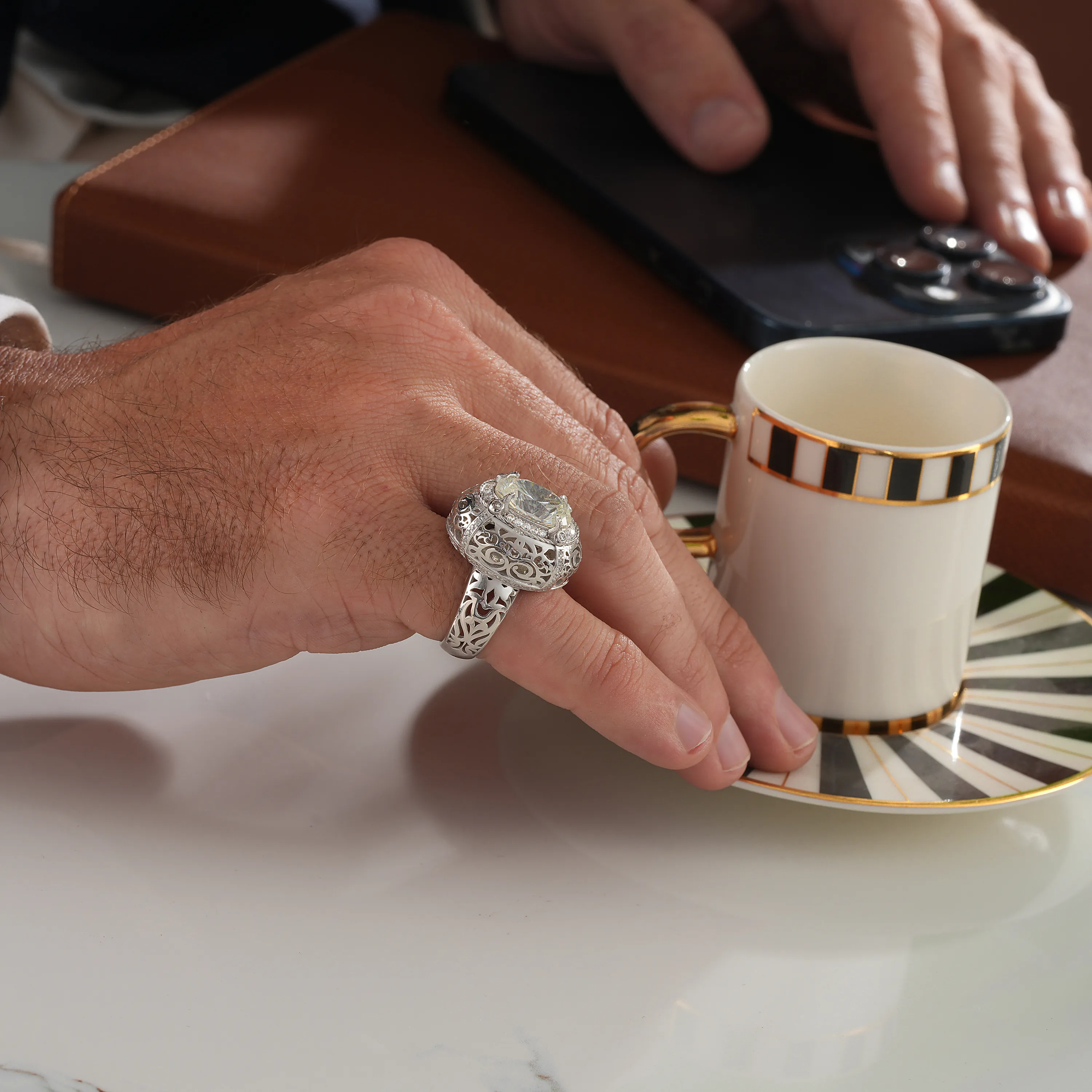 Sultan Zarafeti: Sultan Gümüş Yüzük (Sarı Mozanit Taşlı)