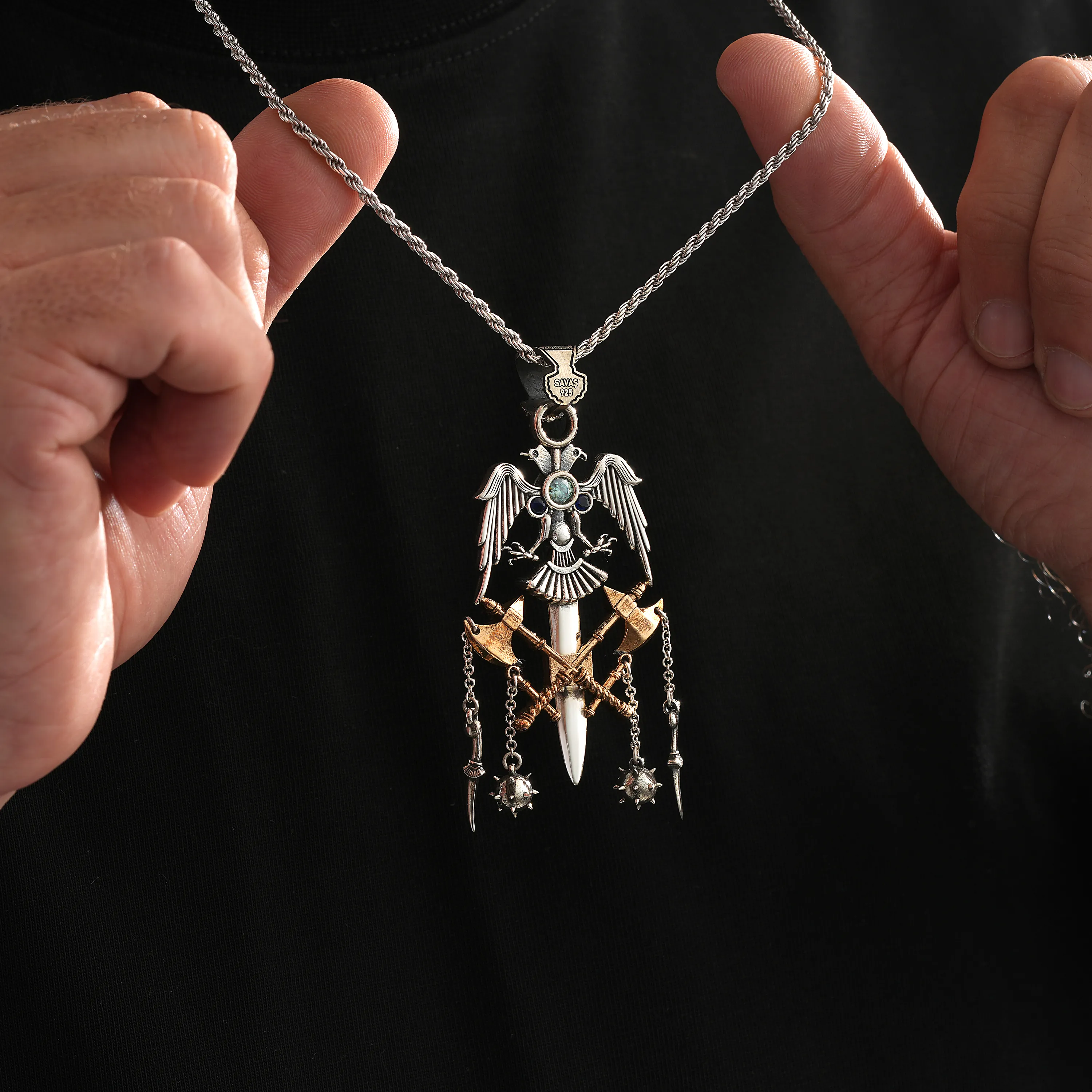 925 Ayar El Yapımı Savaş Modeli Kolye Ucu ( Zincirsiz )