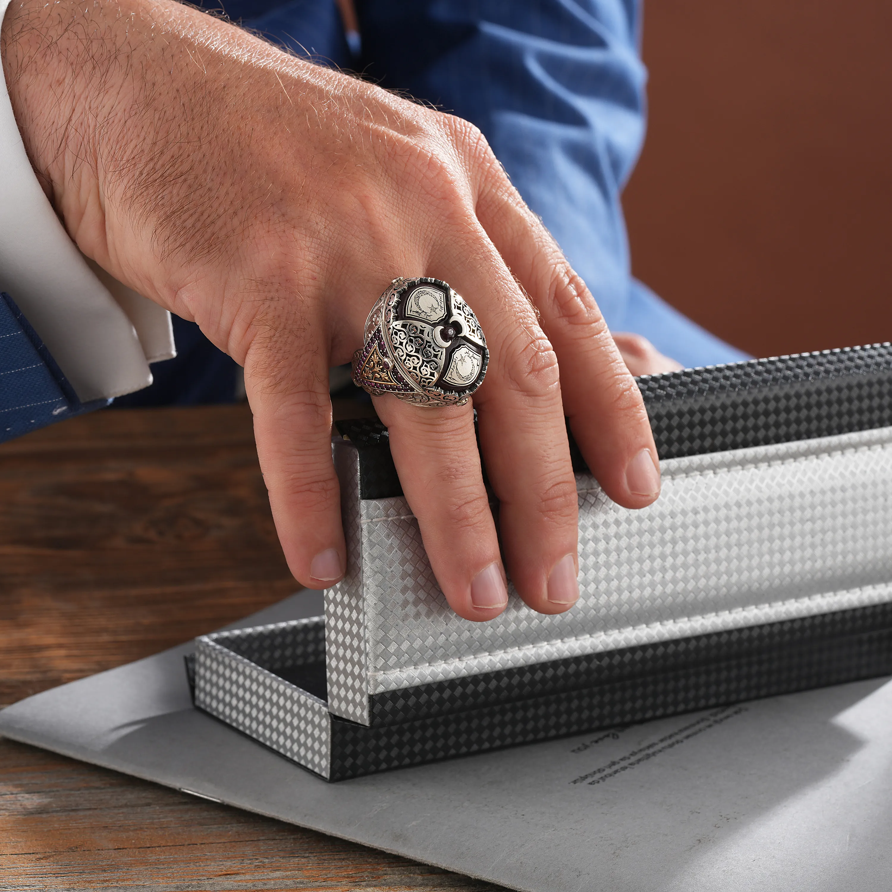 925 Ayar Özel Tasarım Şeref Gümüş Yüzük