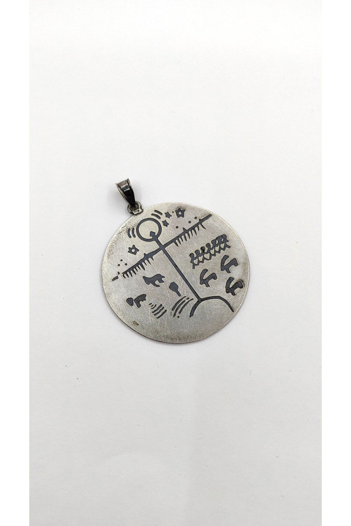 Özel Tasarım Kam Davulu-Tengri Sembolü Kolye Ucu