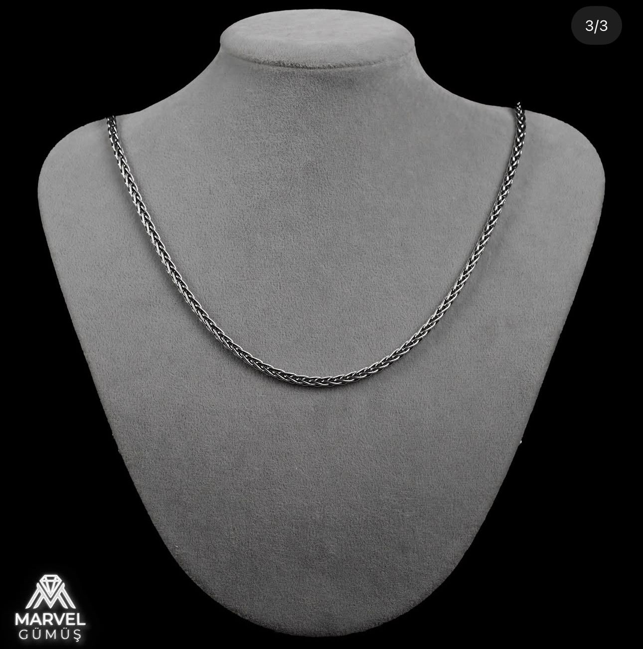 925 Ayar El Yapımı Örgü Gümüş Zincir