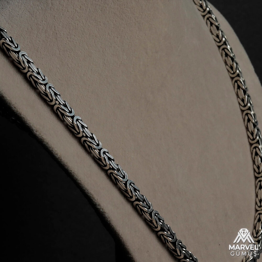 ⛓️ 925 Ayar Gümüş 5mm Kare Kral Zincir ⛓️