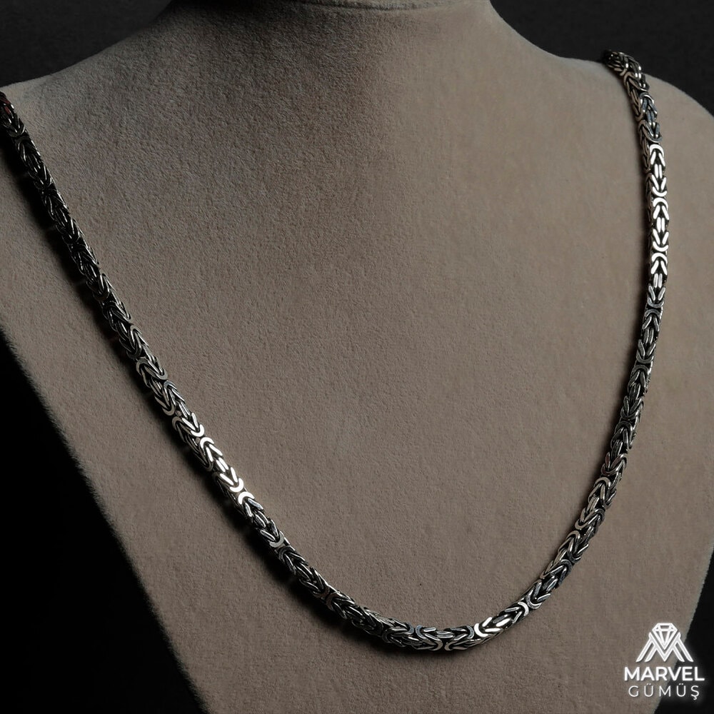 ⛓️ 925 Ayar Gümüş 4mm Kare Kral Zincir ⛓️