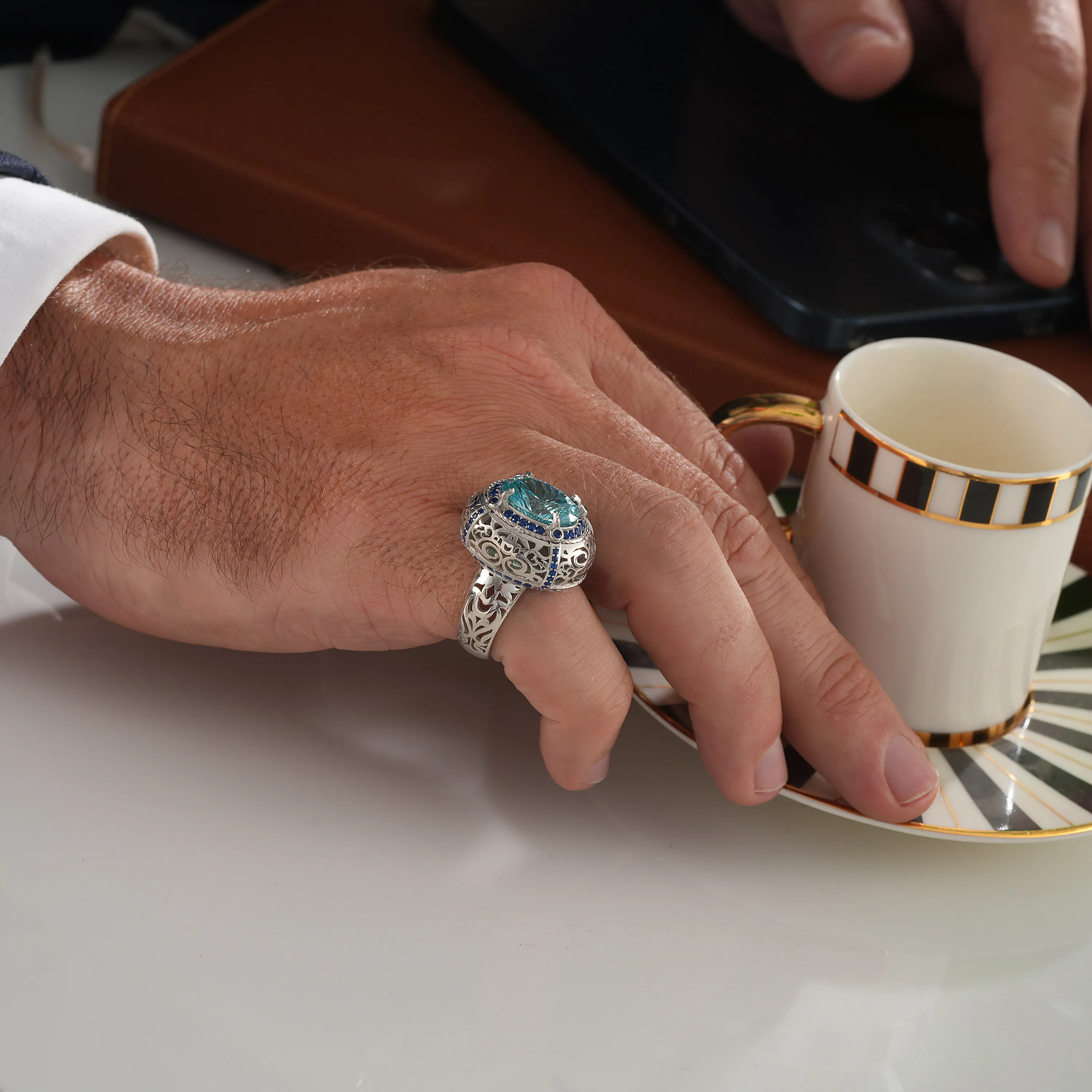 Sultan Zarafeti: Sultan Gümüş Yüzük (Sarı Mozanit Taşlı)