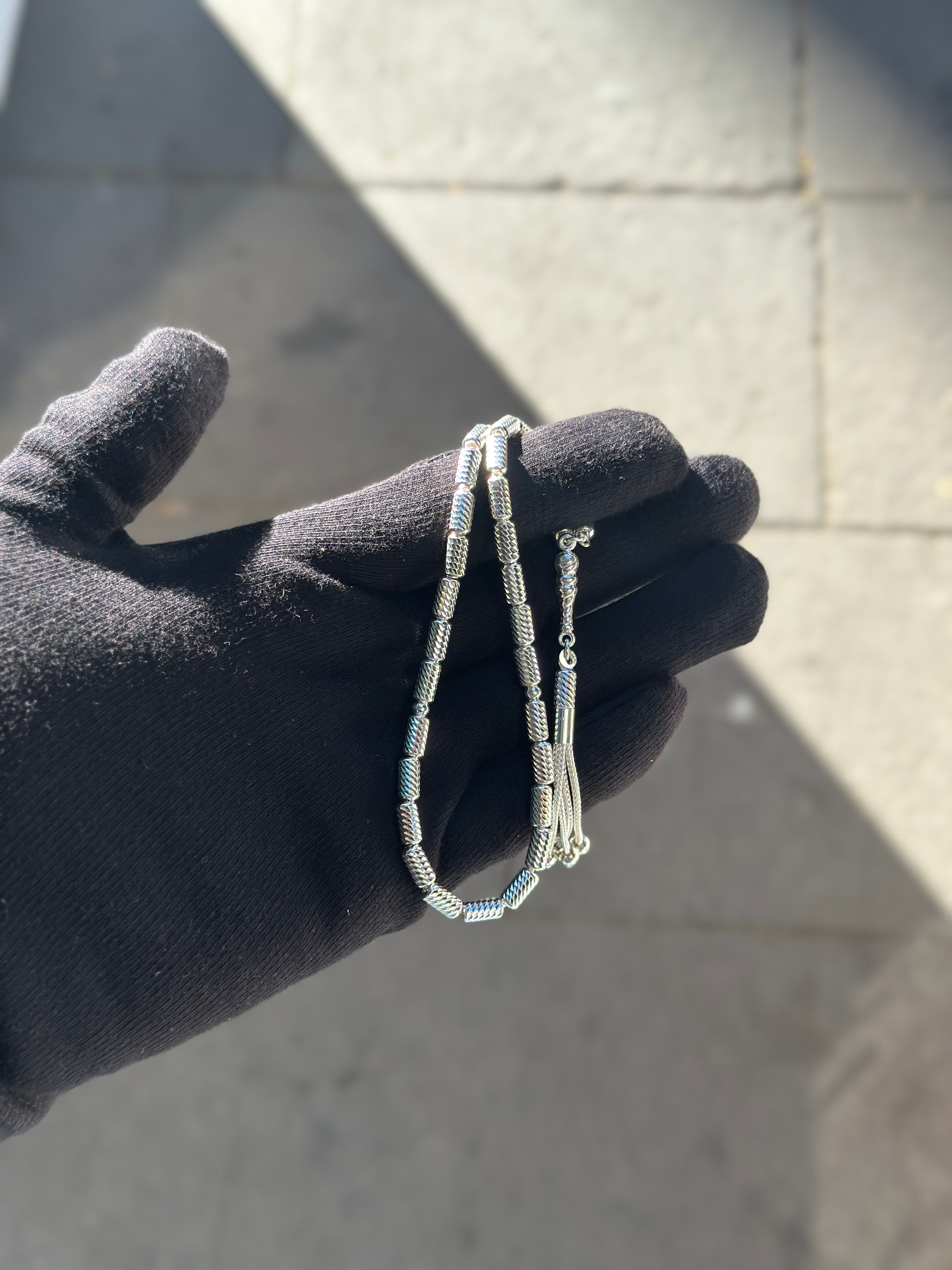 925 Ayar El Yapımı Kalemli Gümüş Tesbih