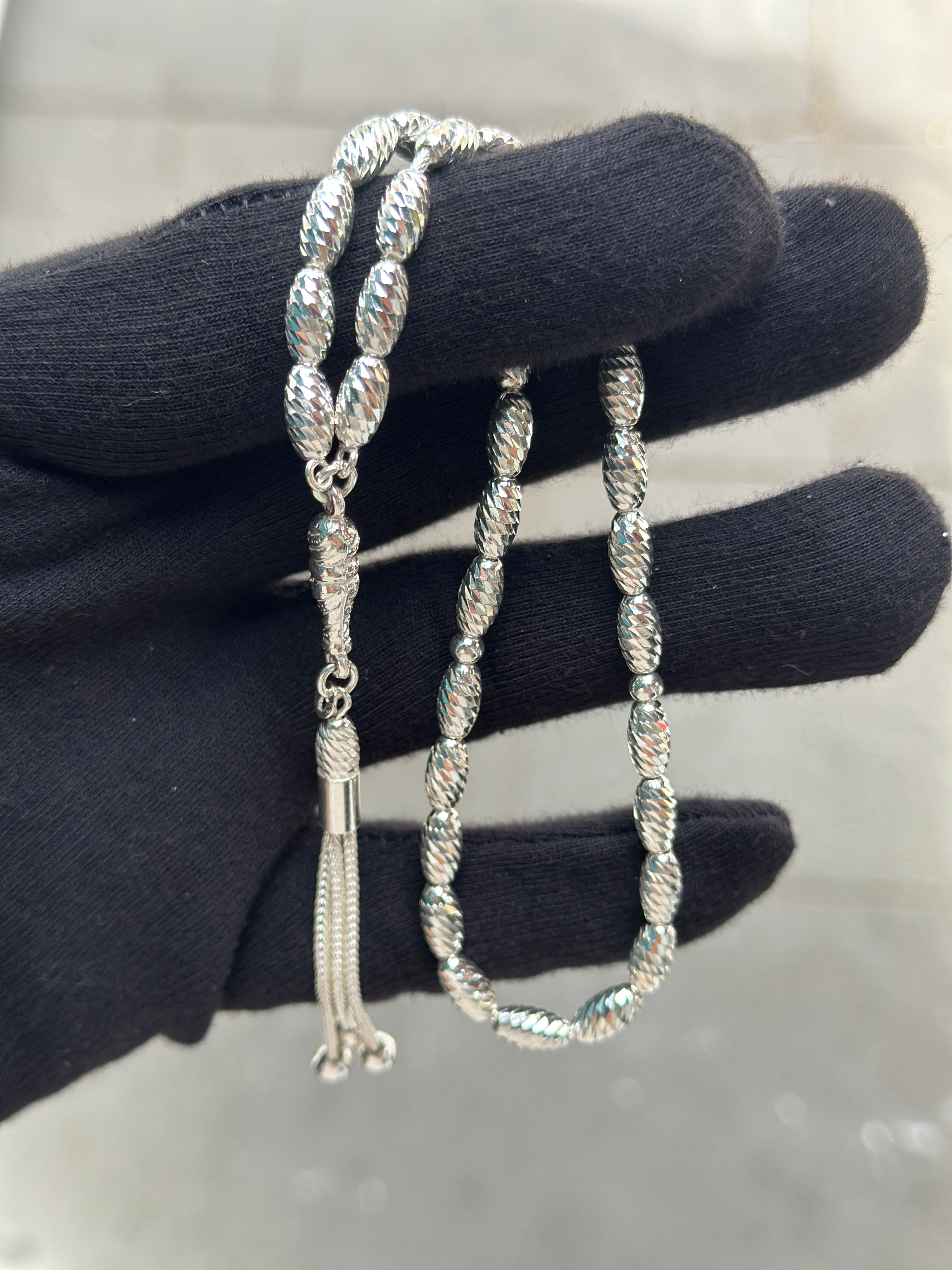 925 Ayar El Yapımı Kalemli Gümüş Tesbih