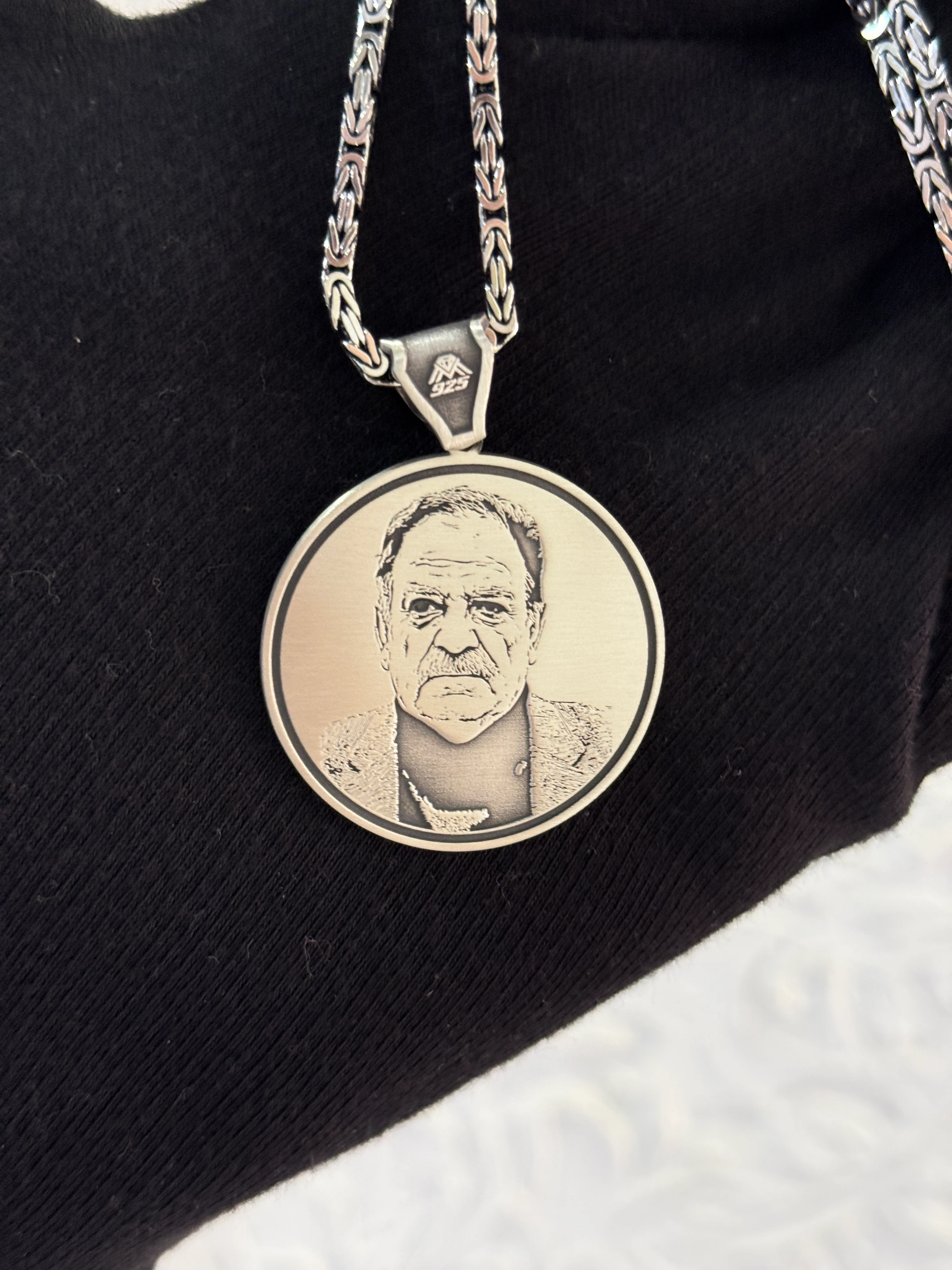 925 Ayar Fotoğraf - Ayet-el Kürsi İşlemeli Gümüş Madalyon Kolye