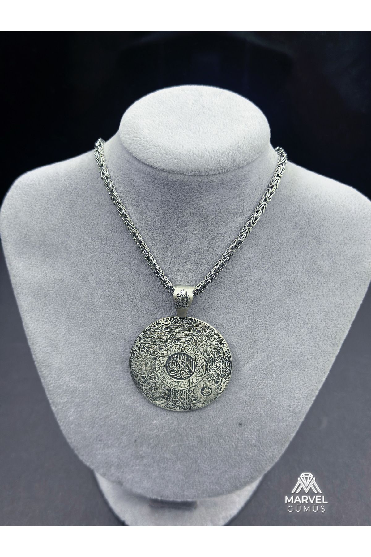 925 Ayar Gümüş Kelime-İ Şehadet Madalyon Kolye