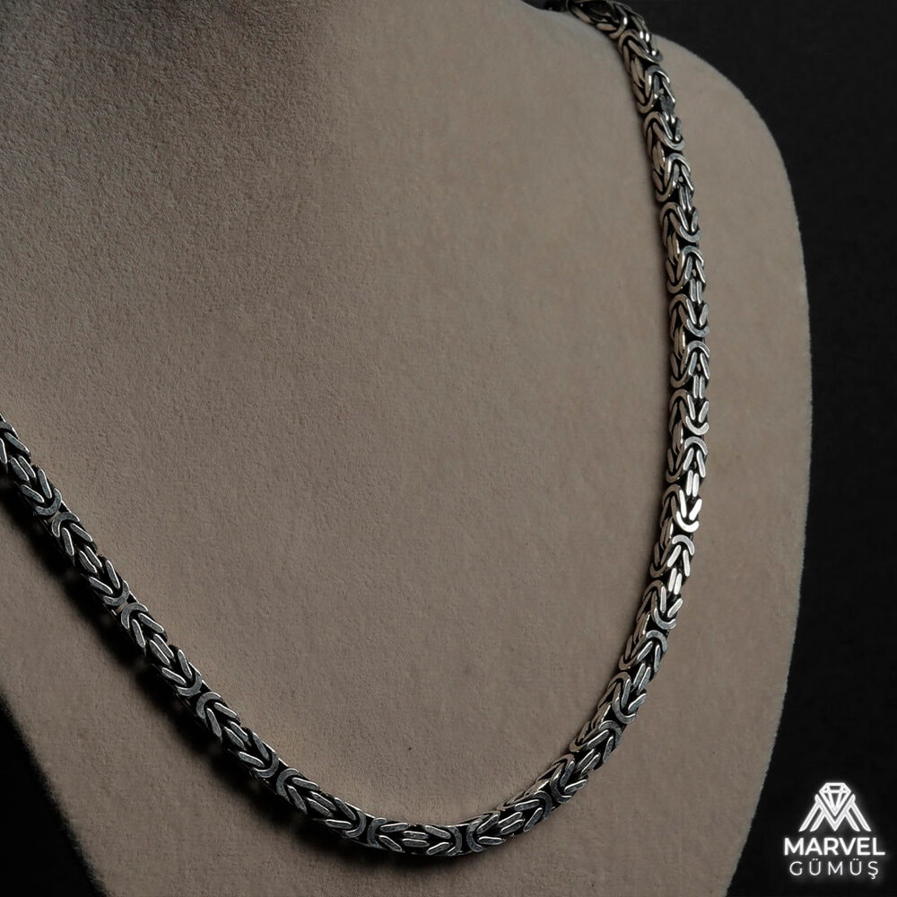 ⛓️ 925 Ayar Gümüş 5mm Kare Kral Zincir ⛓️