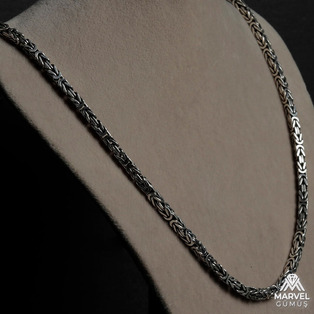 ⛓️ 925 Ayar Gümüş 4mm Kare Kral Zincir ⛓️