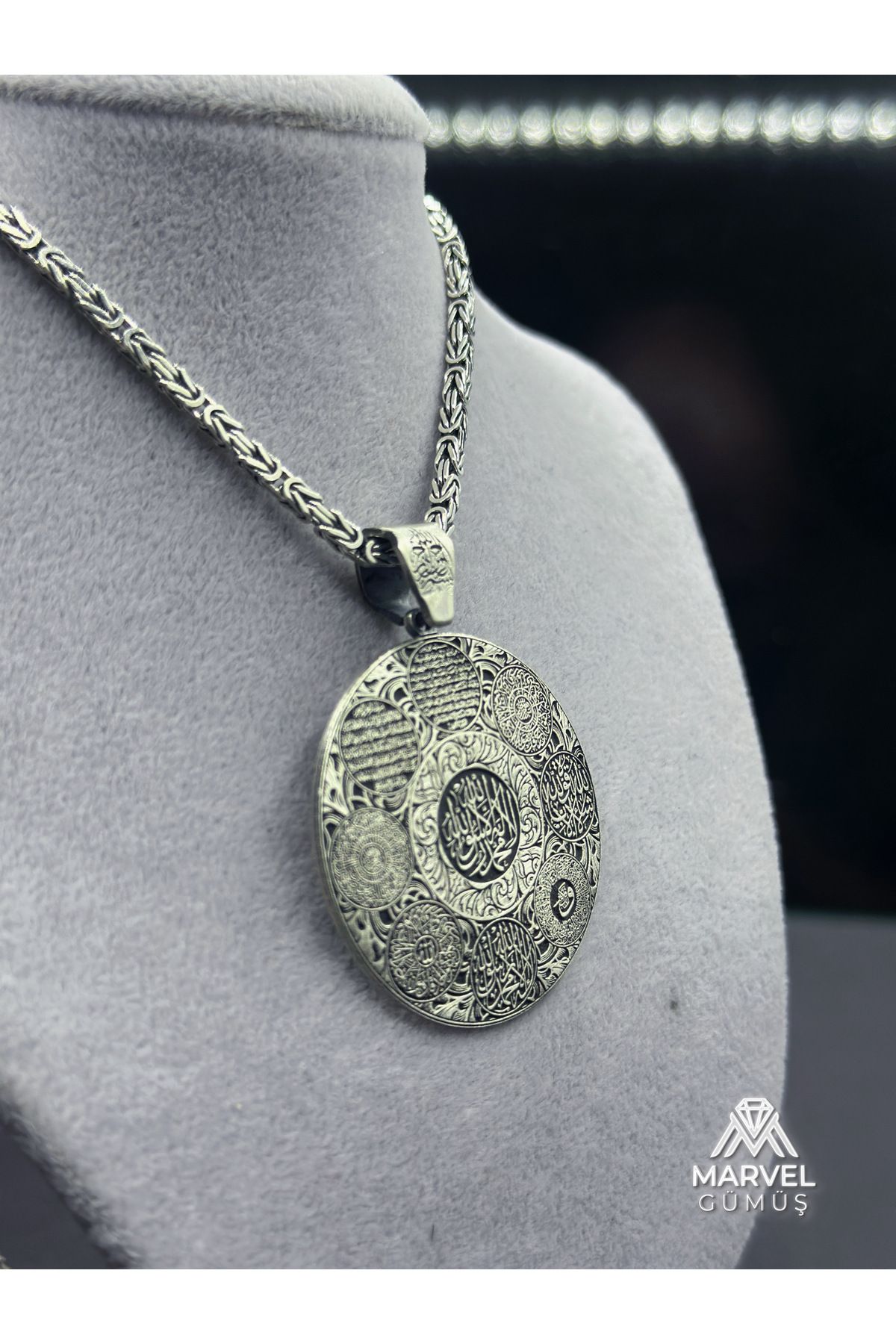 925 Ayar Gümüş Kelime-İ Şehadet Madalyon Kolye