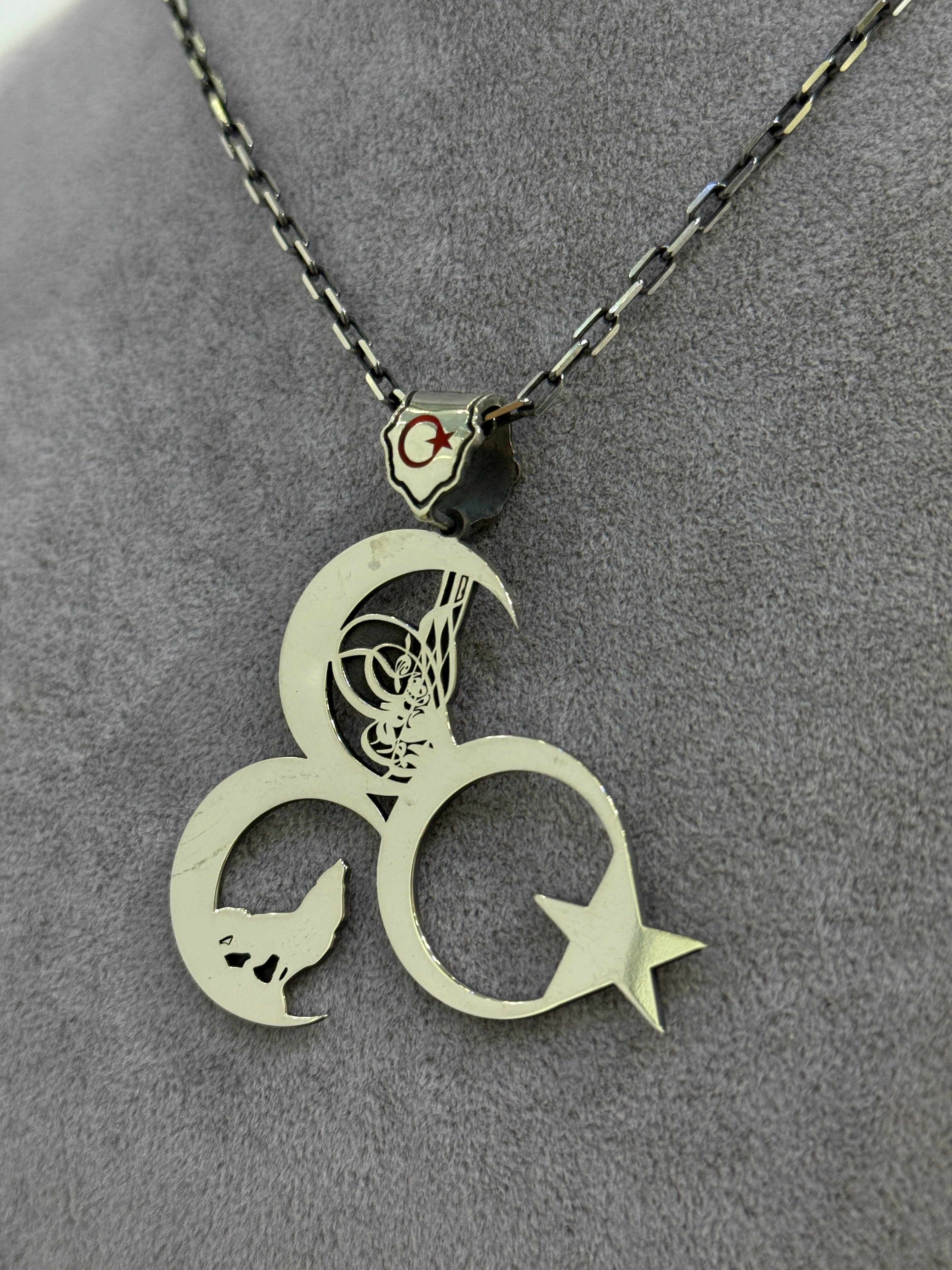 Üç Hilal & Bozkurt Gümüş Kolye – Özel Tasarım