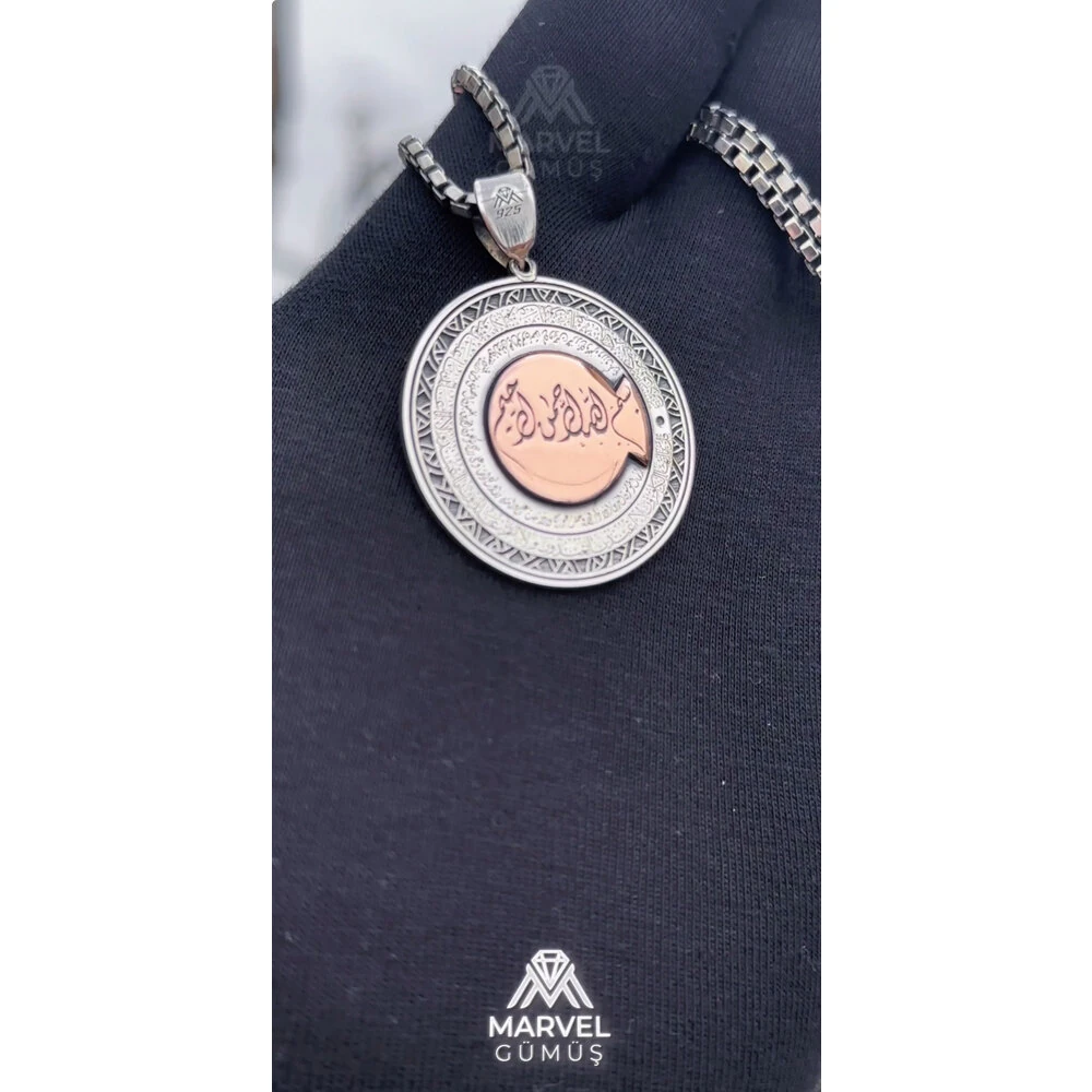 925 Ayar Gümüş Enfal Suresi Madalyon Kolye