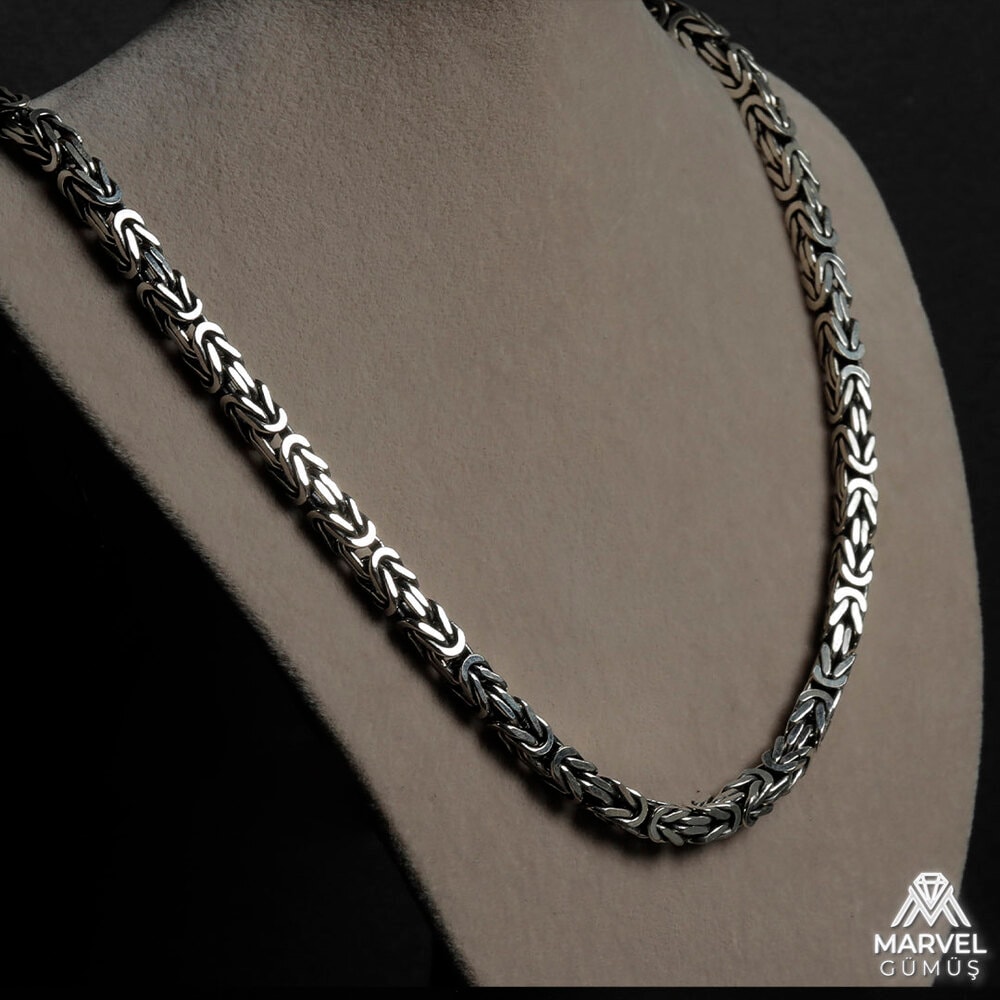 ⛓️ 925 Ayar Gümüş 6mm Kare Kral Zincir ⛓️