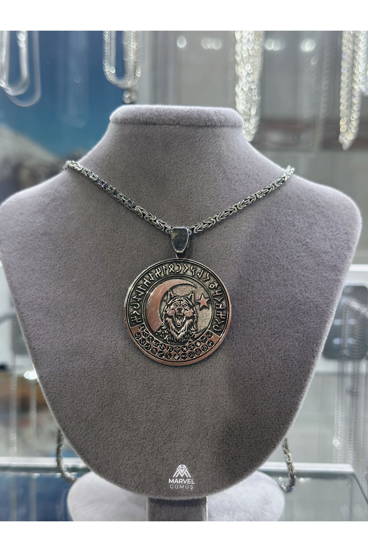 Gümüş Özel Tasarım Selahaddin Eyyubi Madalyon Kolye