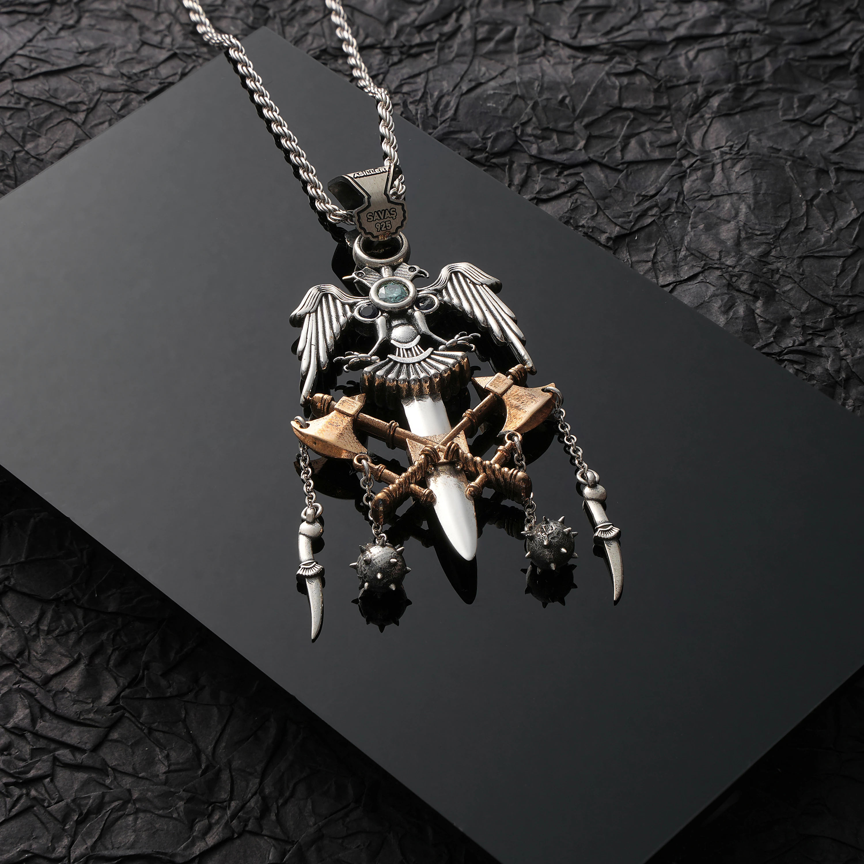 925 Ayar El Yapımı Savaş Modeli Kolye Ucu ( Zincirsiz )