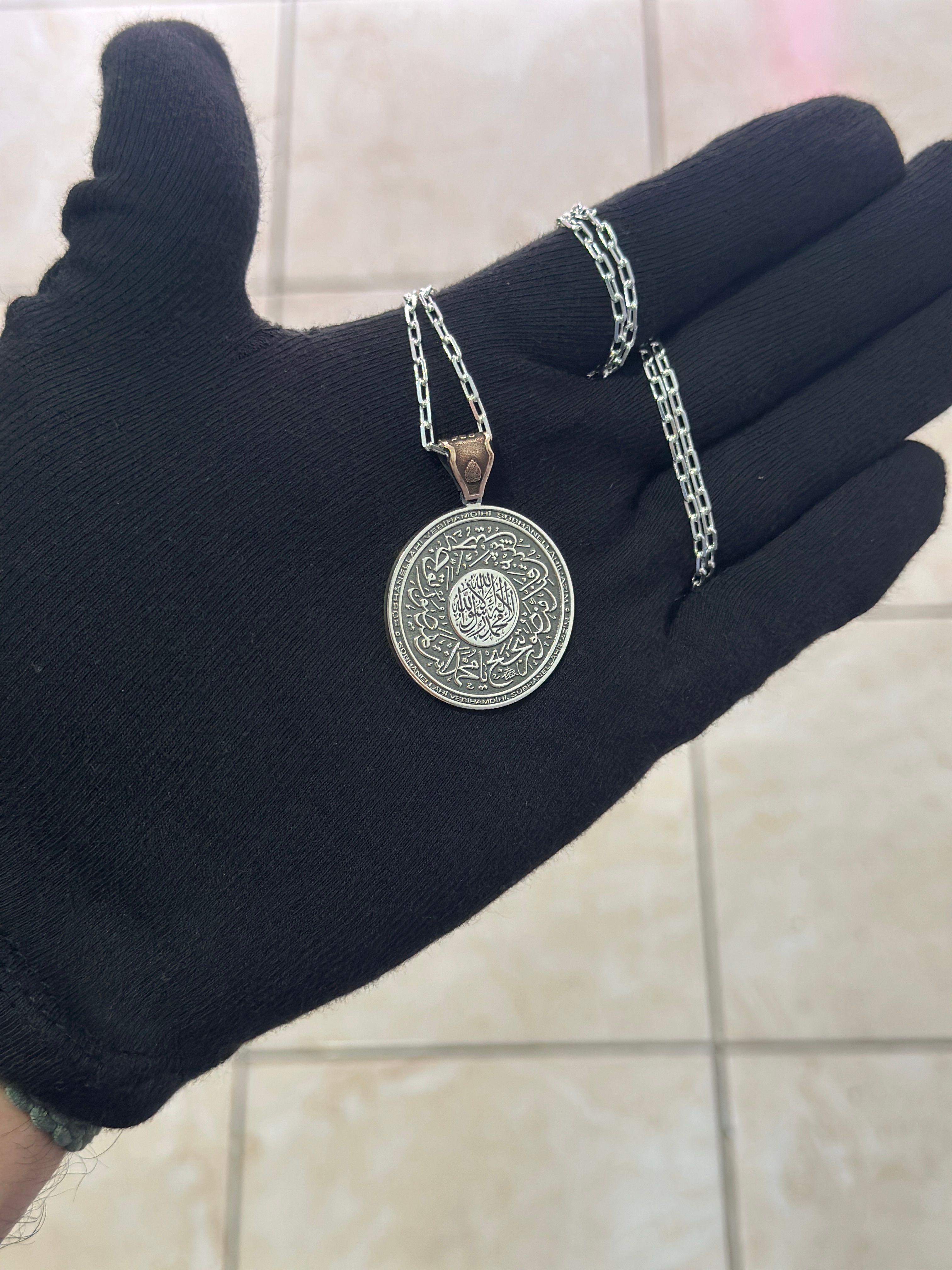 925 Ayar Salavat-I Şerif Gümüş Madalyon Kolye