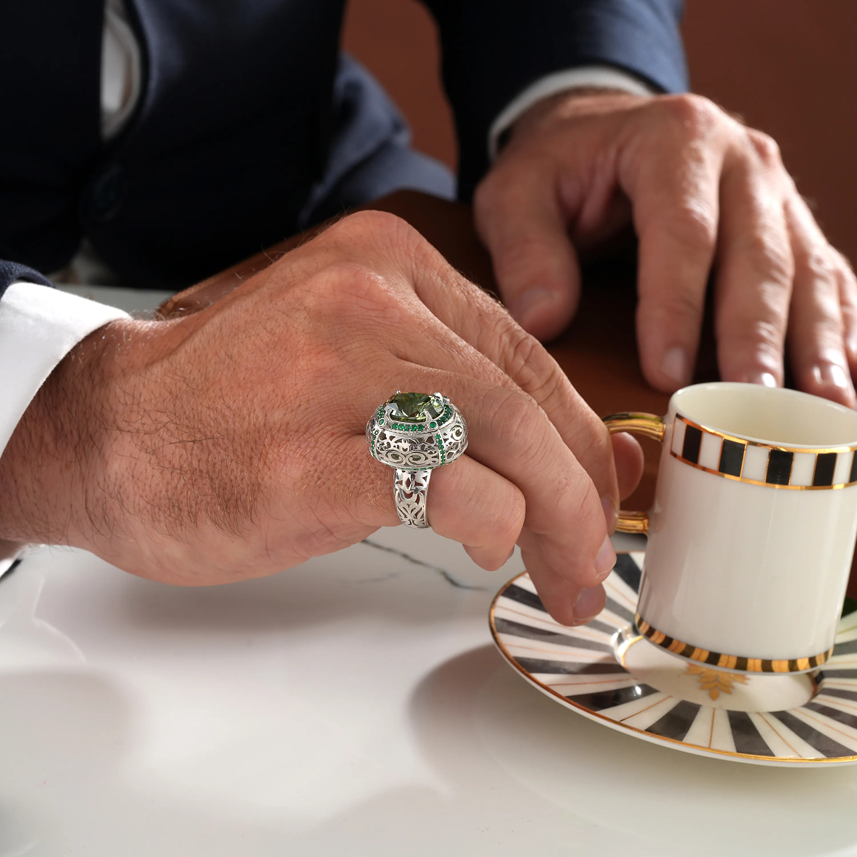 Sultan Zarafeti: Sultan Gümüş Yüzük (Sarı Mozanit Taşlı)