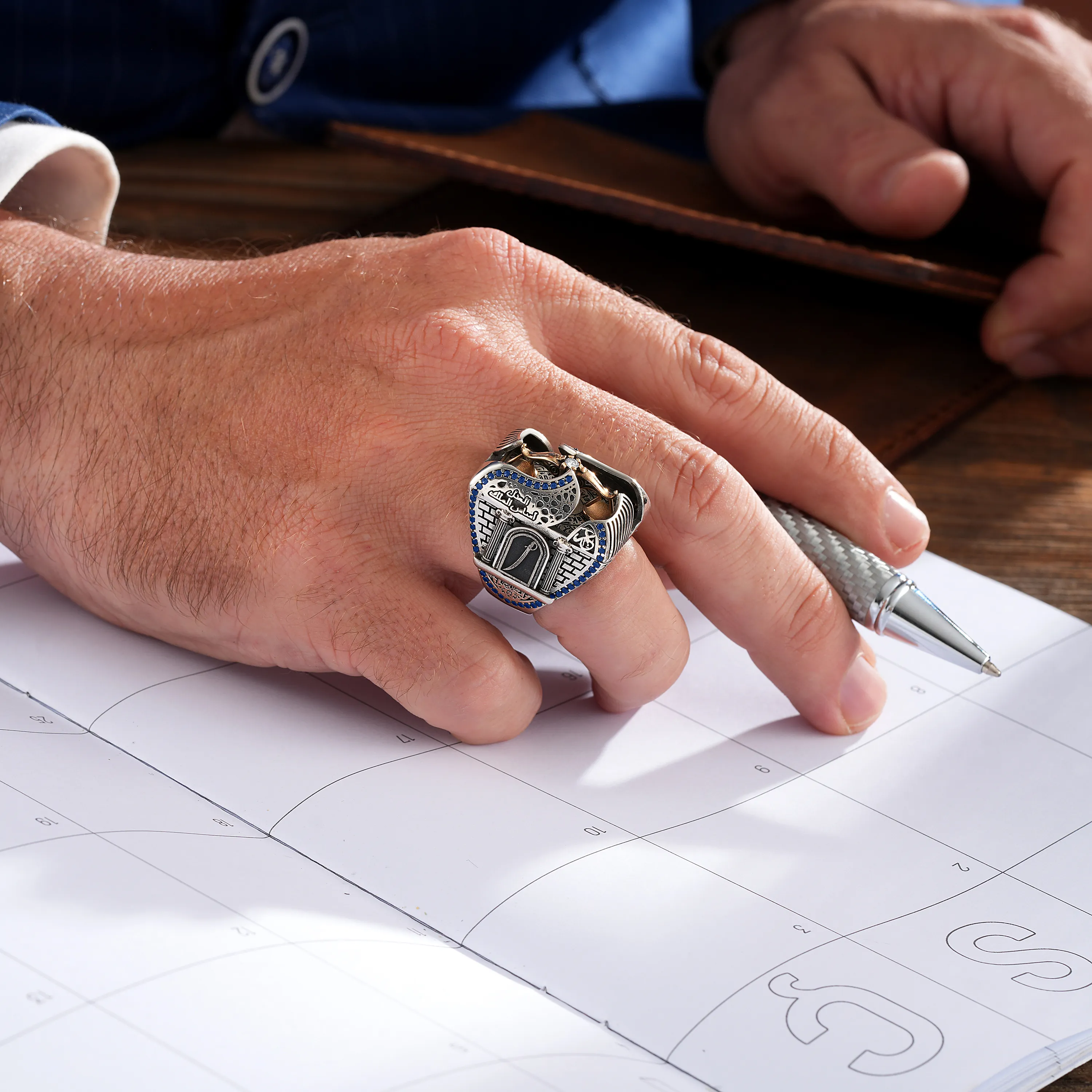 925 Ayar Özel Tasarım Gümüş Adalet Yüzük