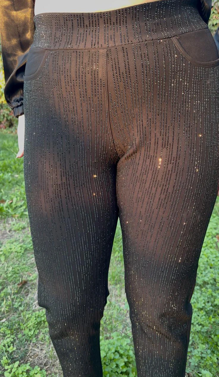 Kadın Tam Taşlı Örme Büyük Beden Kışlık Pantolon 1-01-4047