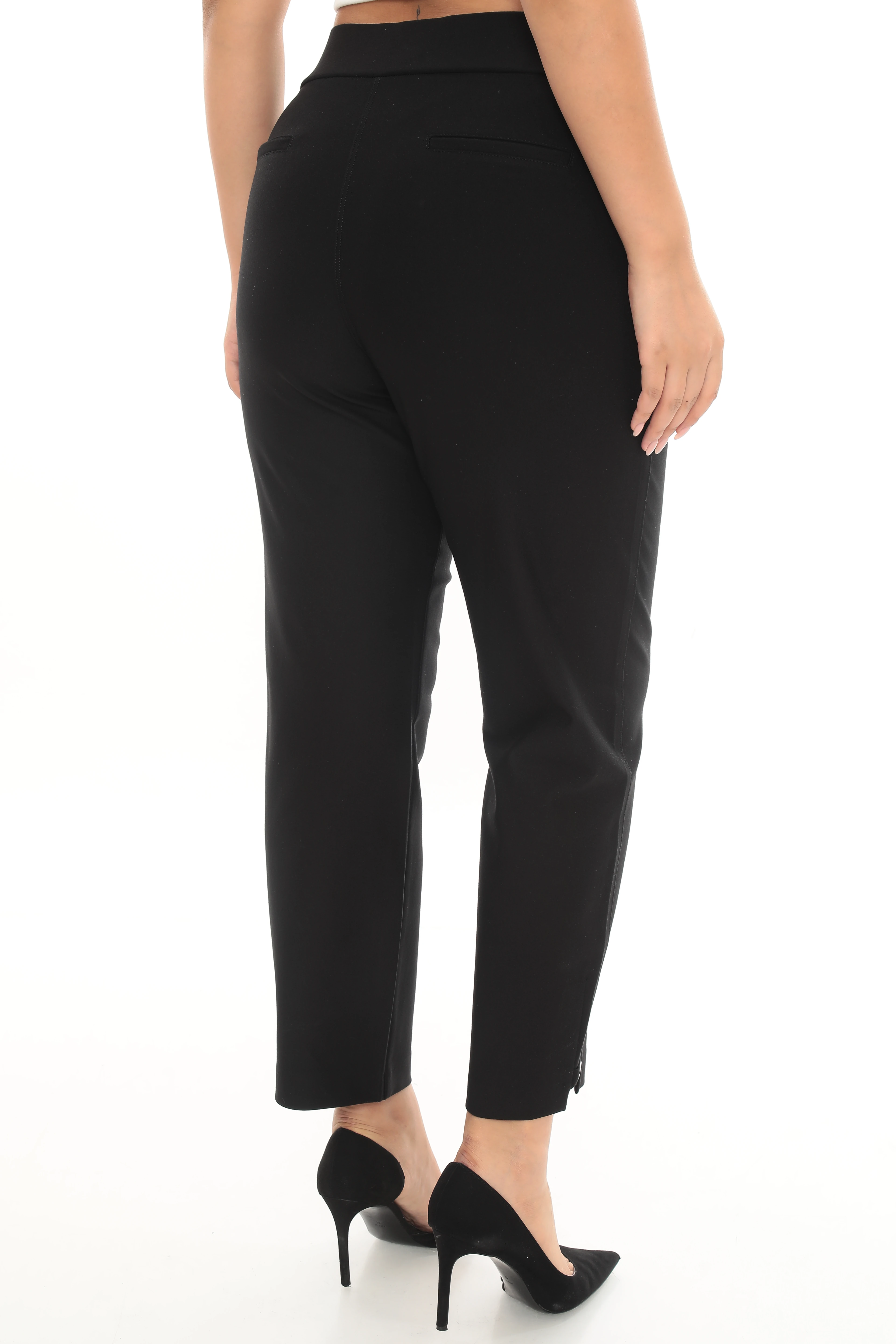 Kadın Özel Paça Kesim Aksesuarlı Örme Klasik Pantolon 1-01-4021-8008