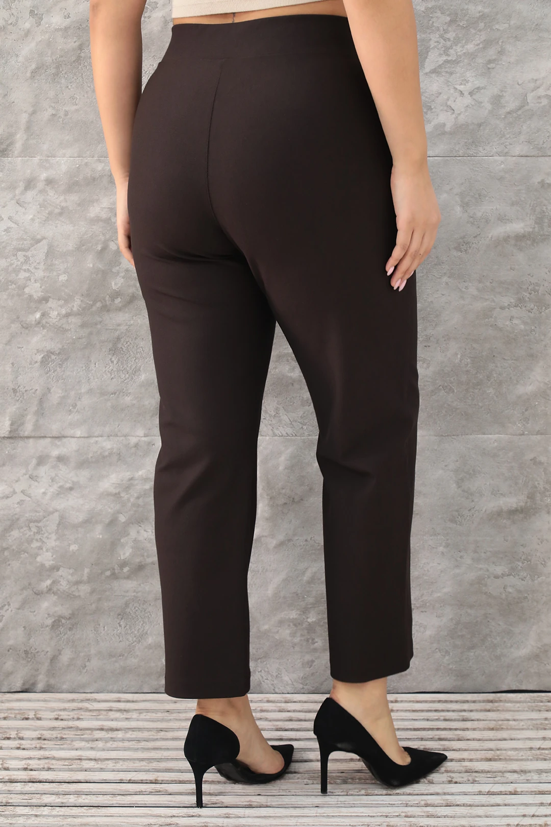 Kadın Beli Taş Şeritli En Boy Likralı Büyük Beden Örme Pantolon 1-01-4006-1