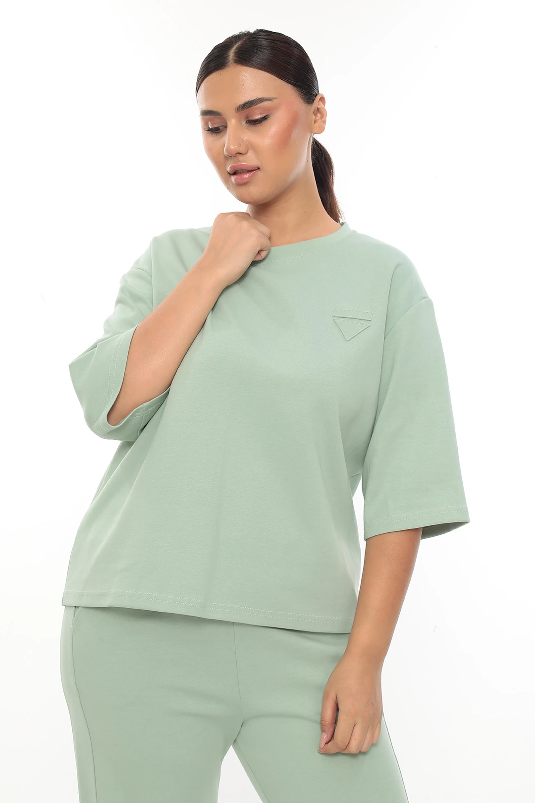 Kadın Nakış Detaylı Pamuklu Düz Eşofman Takımı 7-03-4004