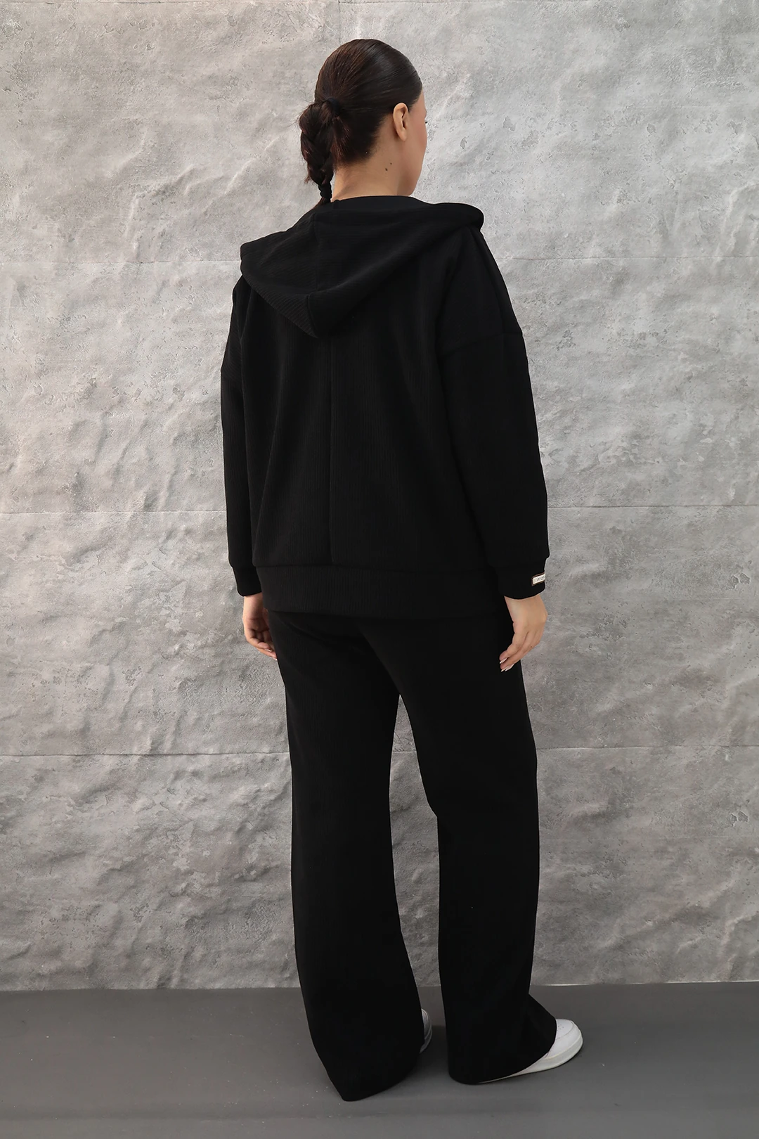 Kadın Kapüşonlu Fermuarlı Büyük Beden Kışlık 3 lü Eşofman Takım 7-31-4030