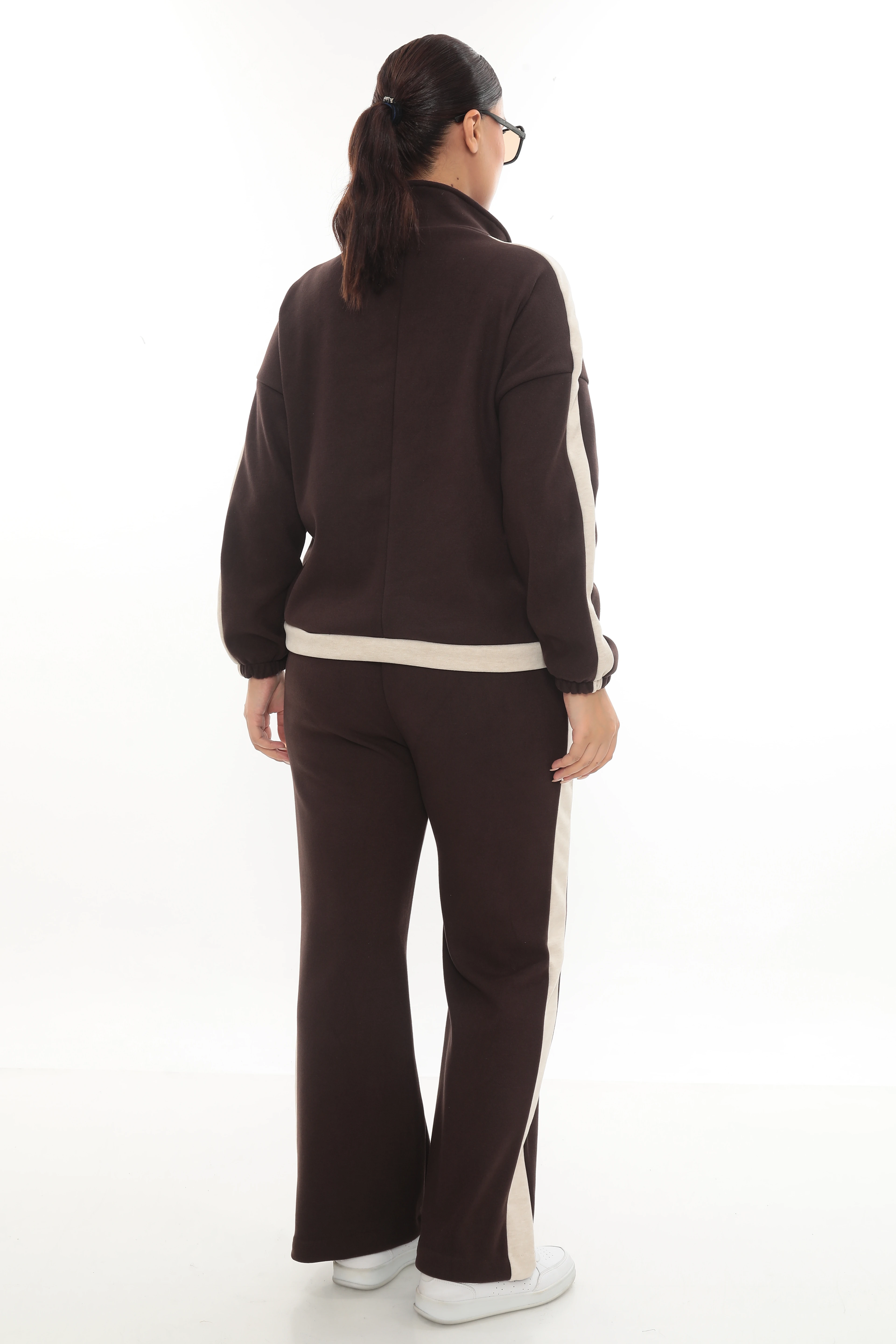 Kadın Yarım Fermuarlı Yün Kumaş Alt Üst Kışlık Takım 7-10-4011