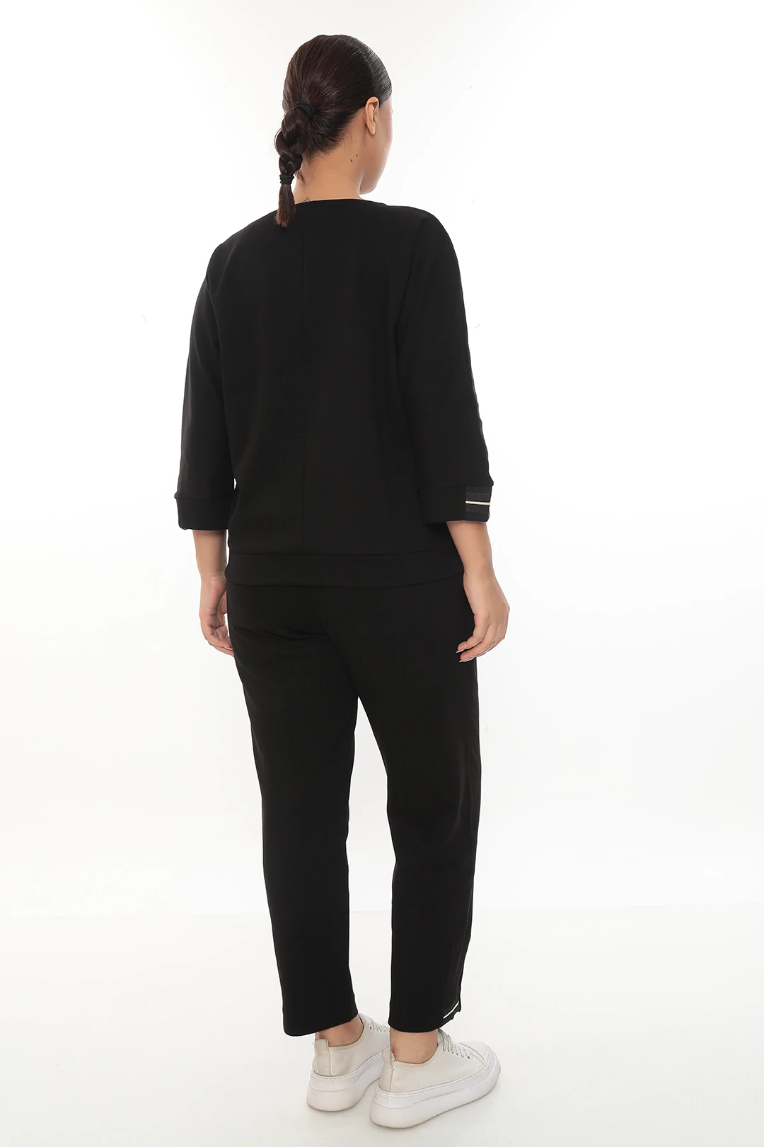 Kadın Kolu Ve Paçası Lastikli Aksesuarlı Büyük Beden Eşofman Takımı 7-03-4019