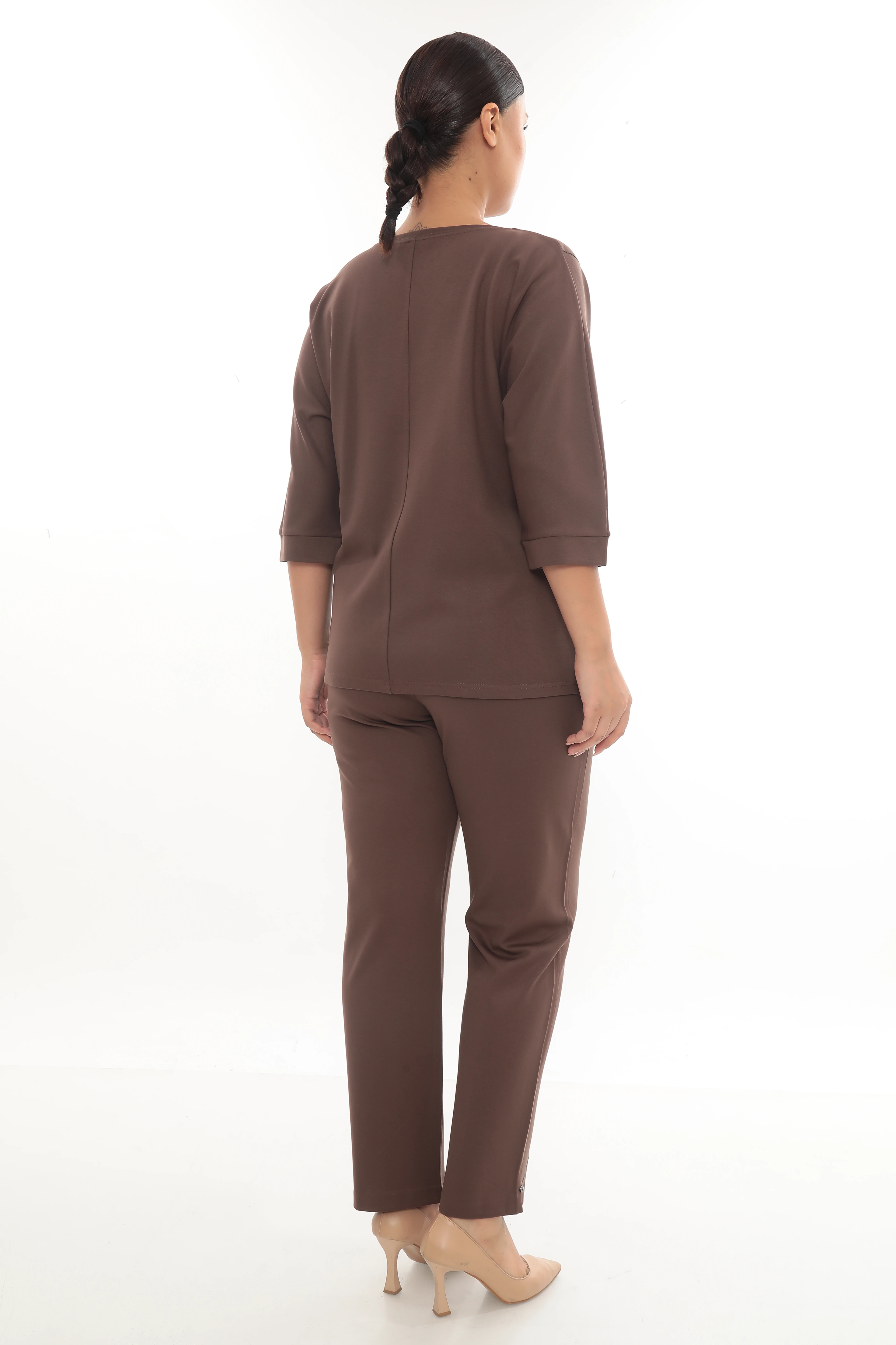 Kadın Paça Ve bluzu Taşlı Alt Üst Örme Eşofman Takımı 7-05-4003-8001