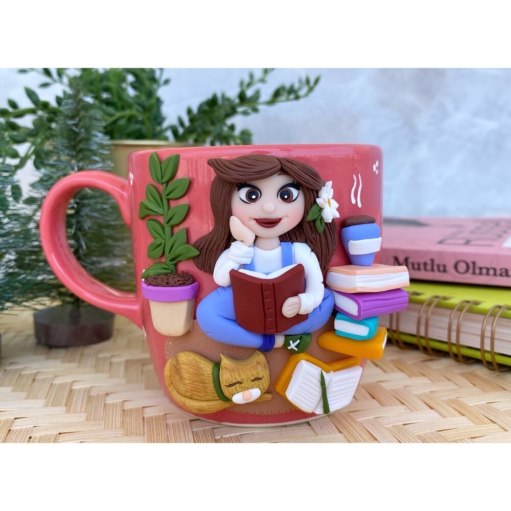 Booklover nar çiçeği mug