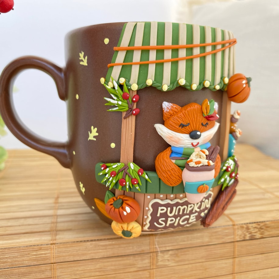 Pumpkin spice with autumn fox- kahverengi jumbo mug