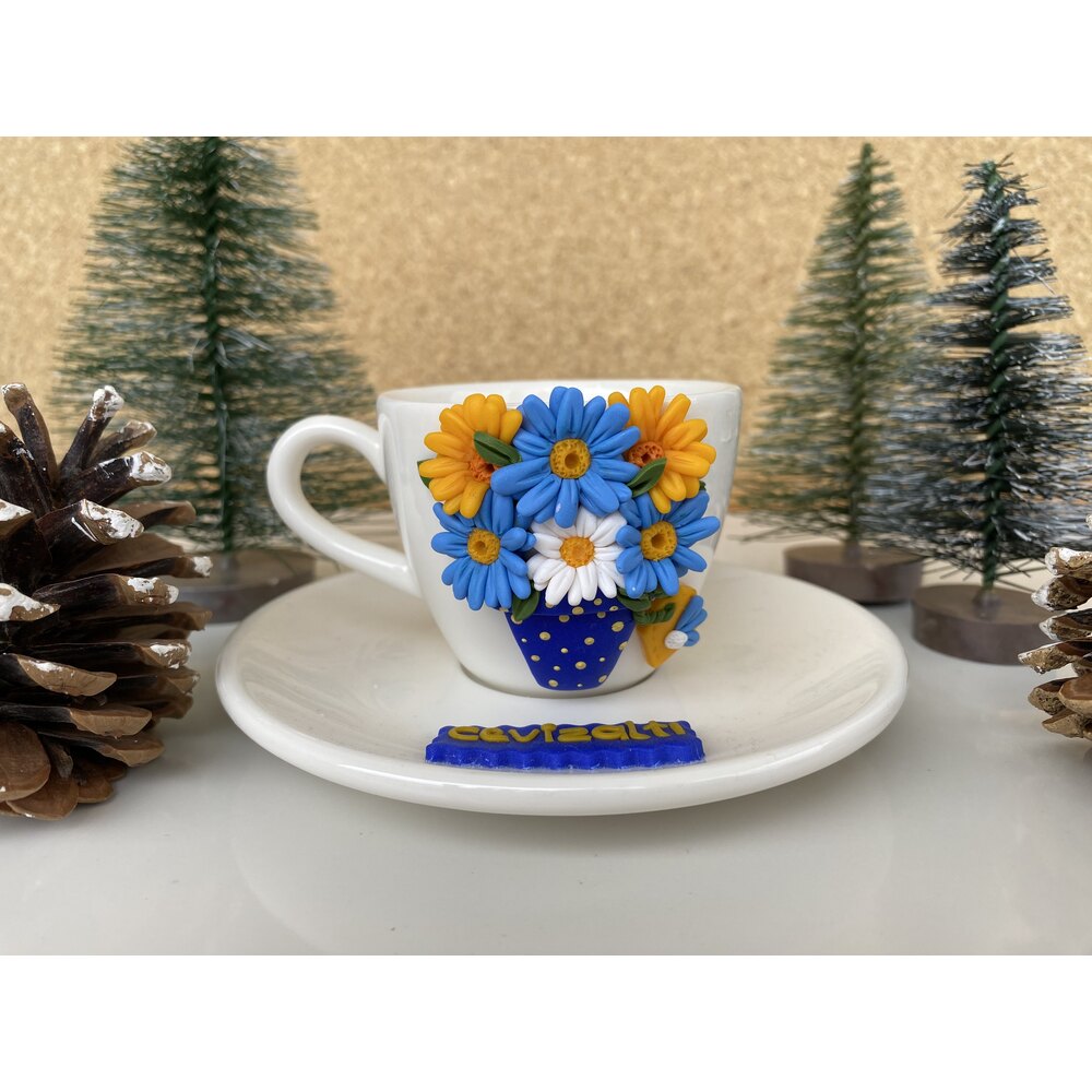 Blue flowers türk kahvesi fincanı( isim değişikliği için not bırakınız)