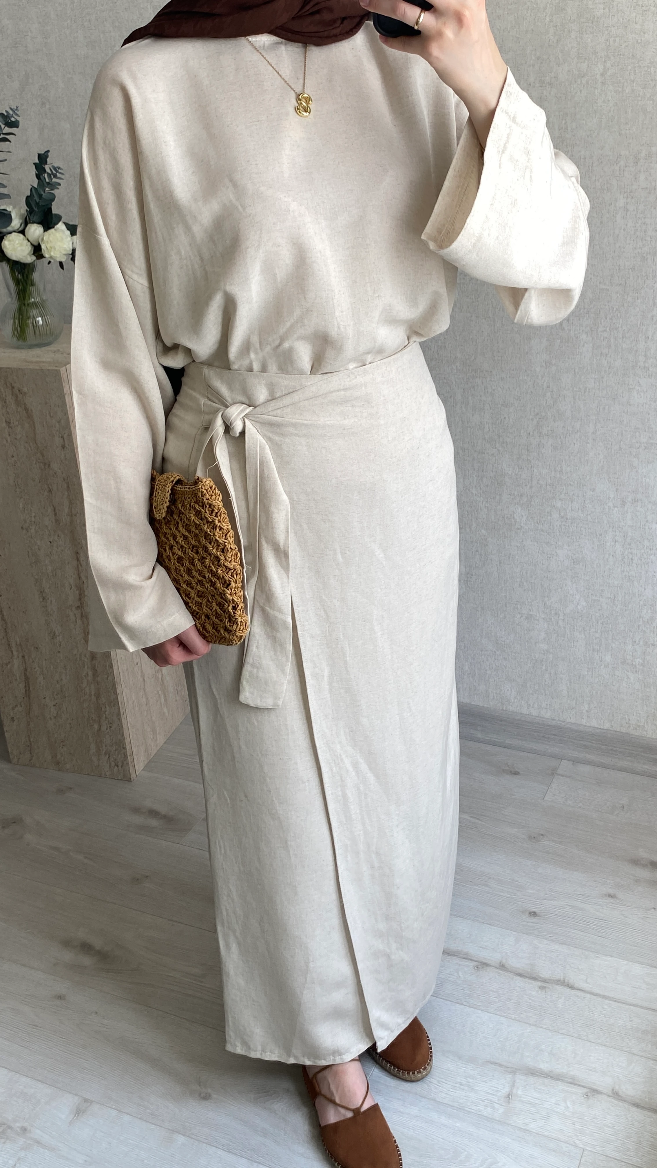 Keten Anvelop Takım Krem