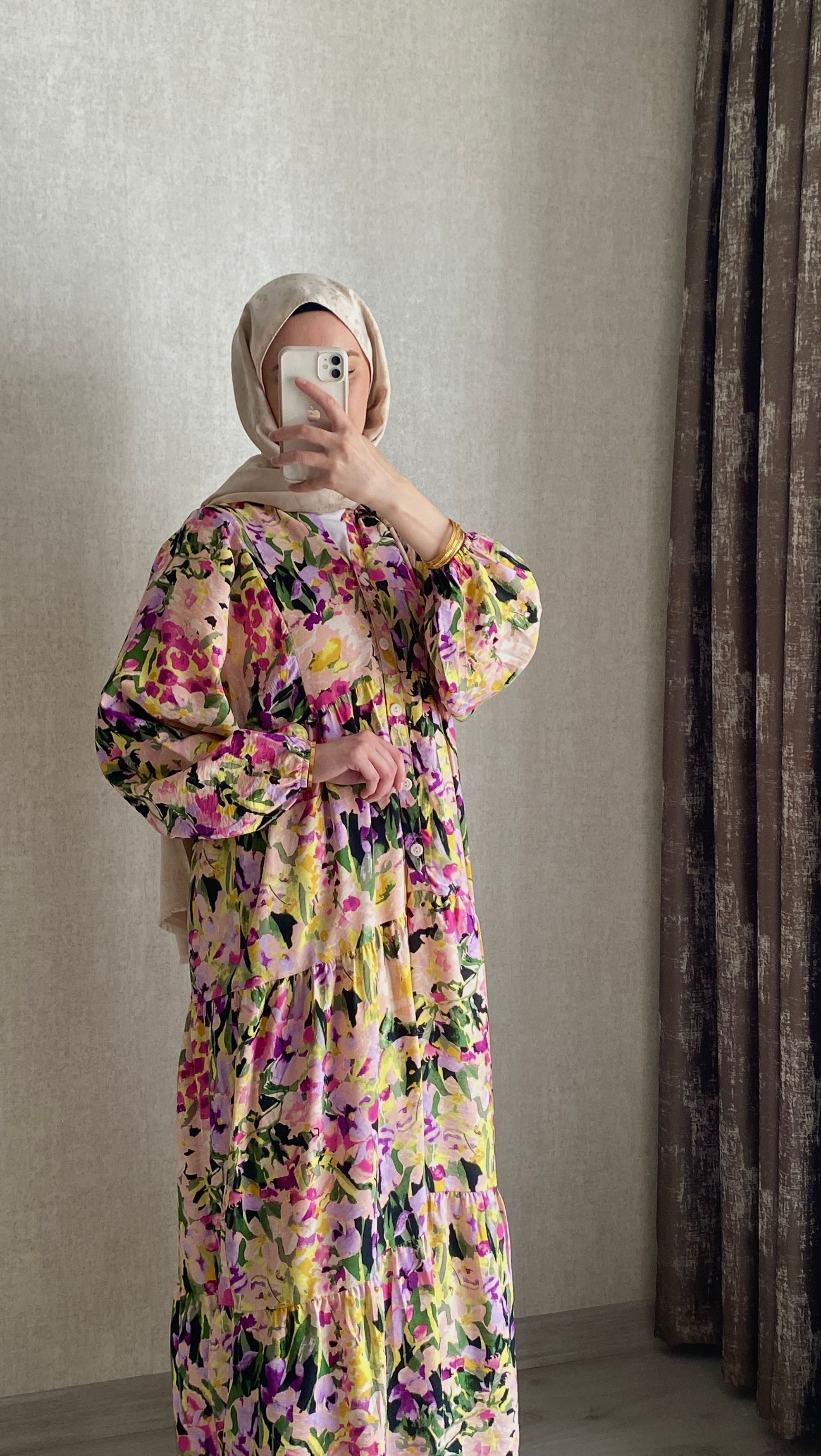 Flora Desenli Mango Elbise