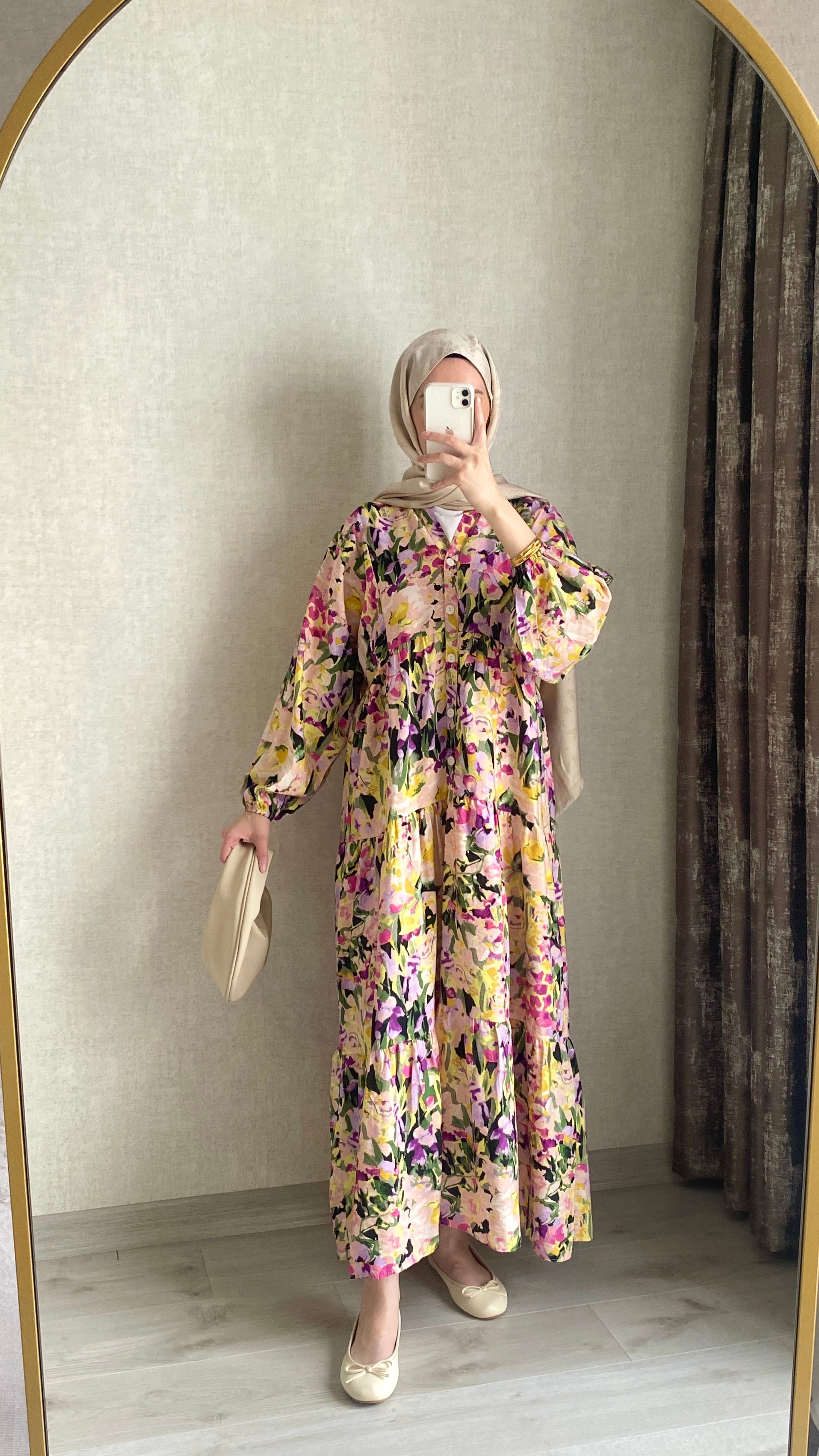 Flora Desenli Mango Elbise