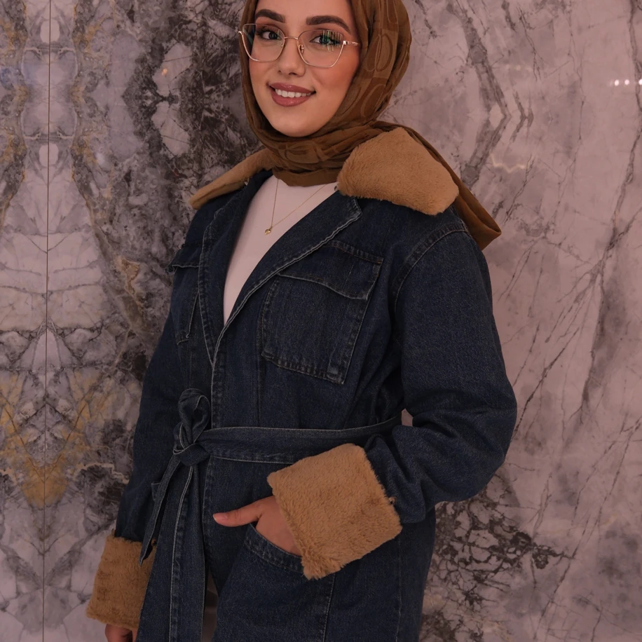 Kürk Detaylı Kot Ceket