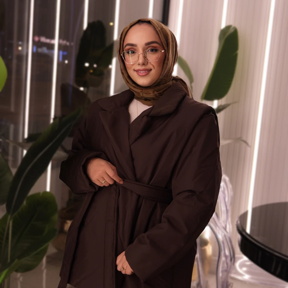 Bağlamalı Kahve Rengi mont