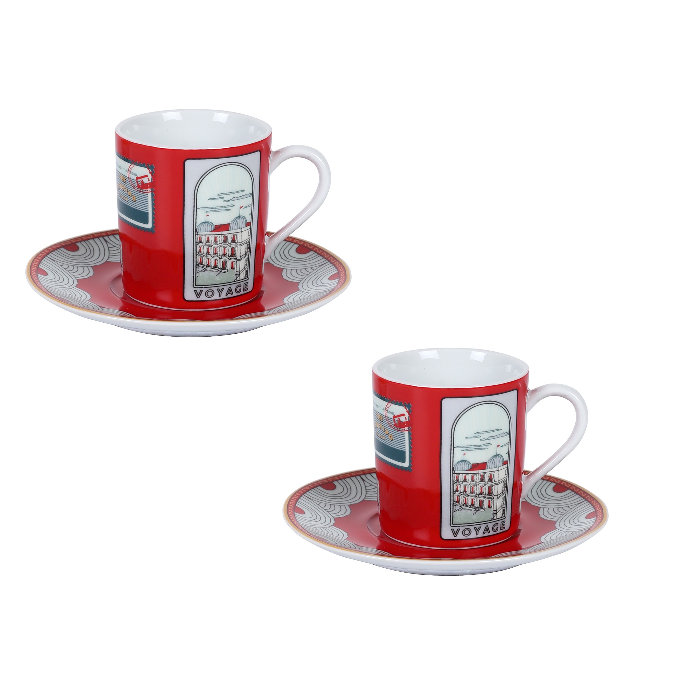 Voyage to Splendid Palas Espresso Cup and Saucer Set of 2 - Kırmızı