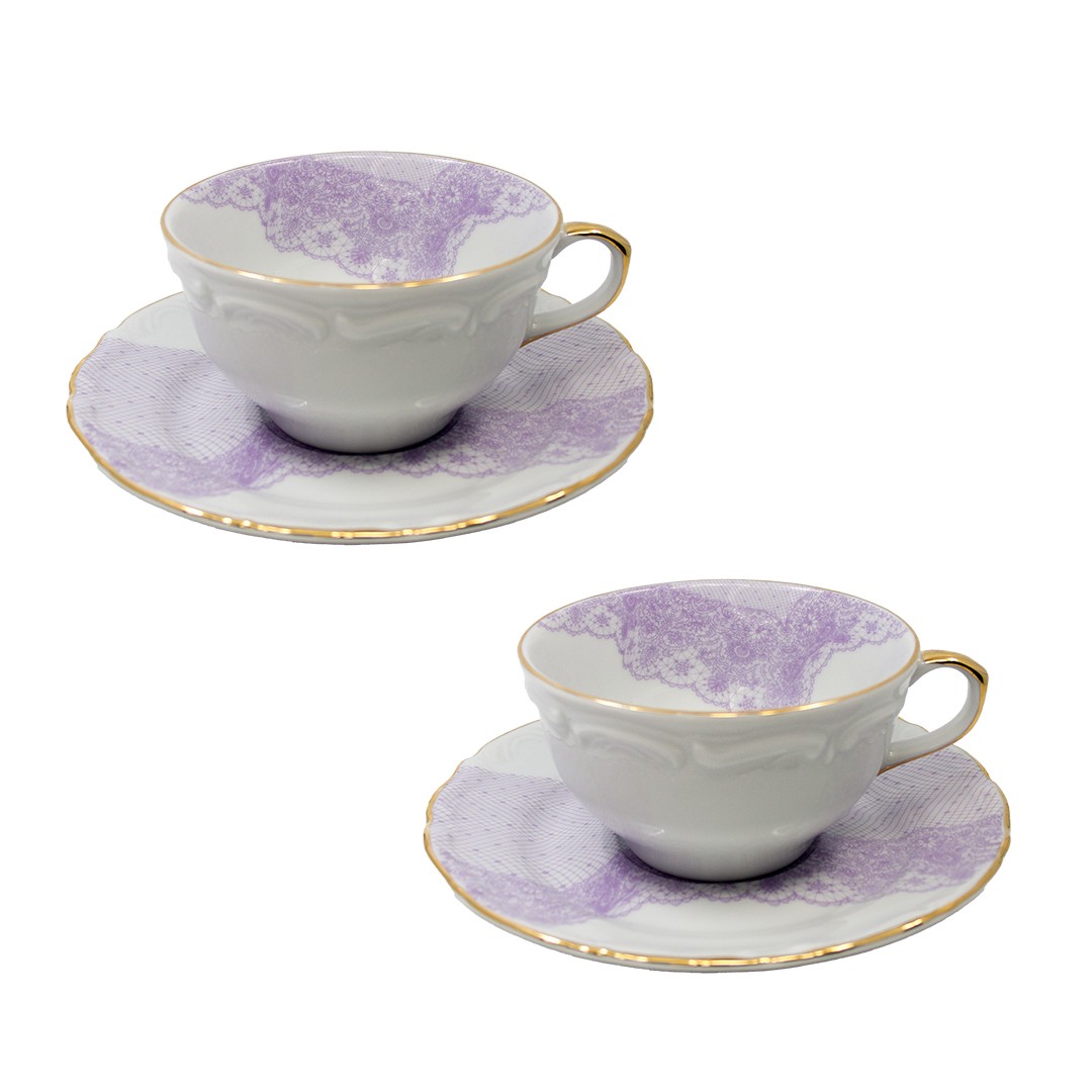 Volante Dentelle Çay Fincanı 2'li - Lilac
