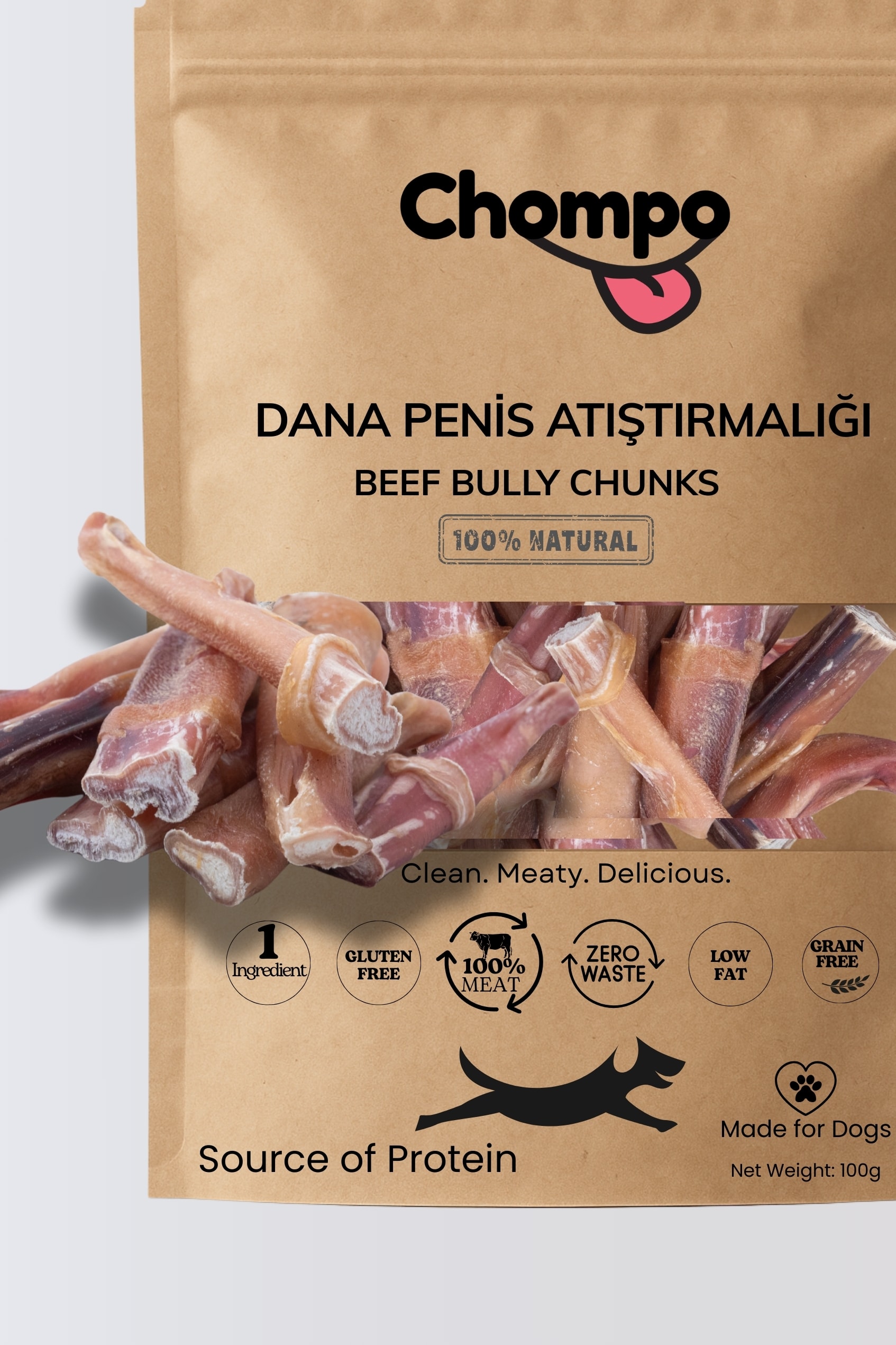 100% Dana Penisi Atıştırmalığı Katkısız Köpek Ödülü 100 Gr