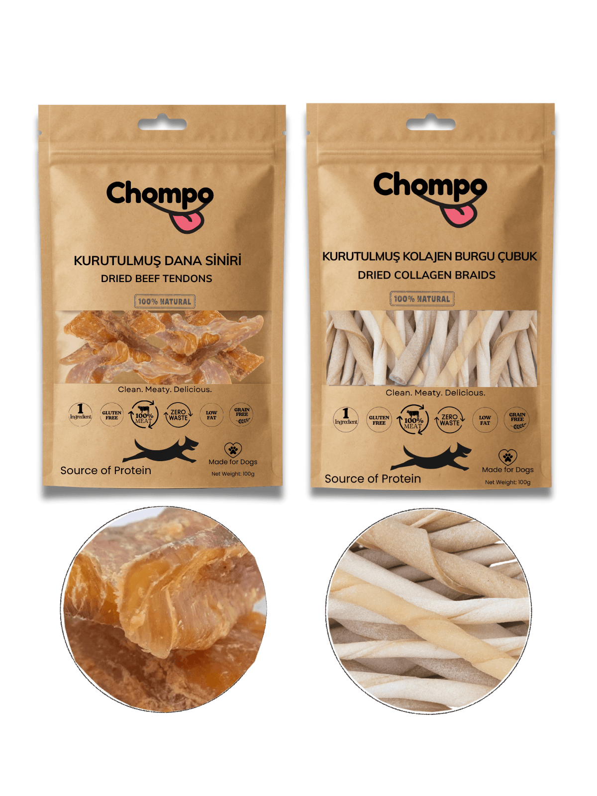 100% Dana Diş Kaşıma 2'lisi Katkısız Köpek Ödülü 2x100 Gr