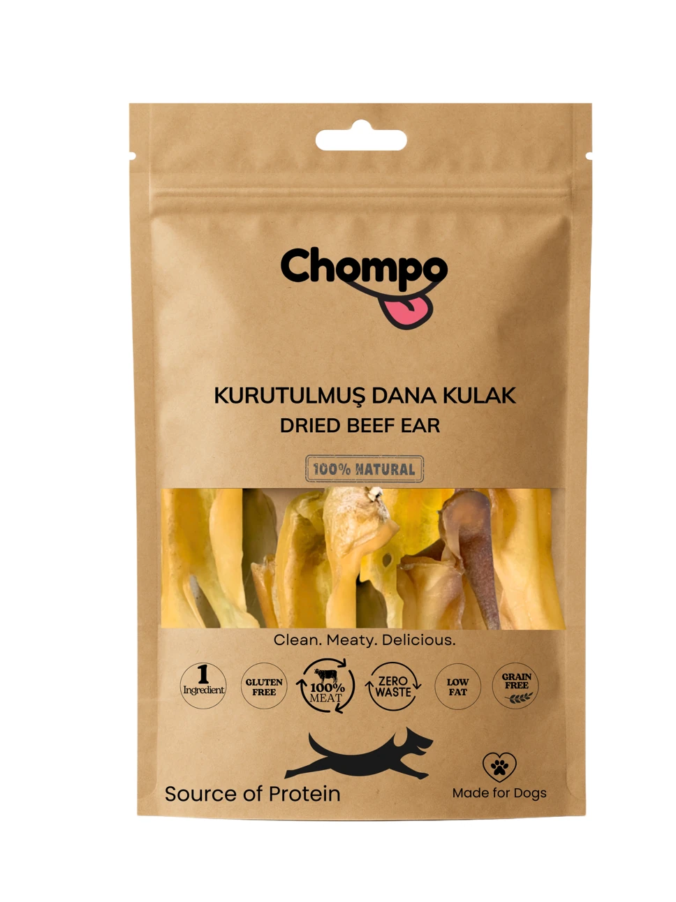 Kurutulmuş Dana Kulak 100% Doğal Katkısız Köpek Ödül Maması 100 Gr