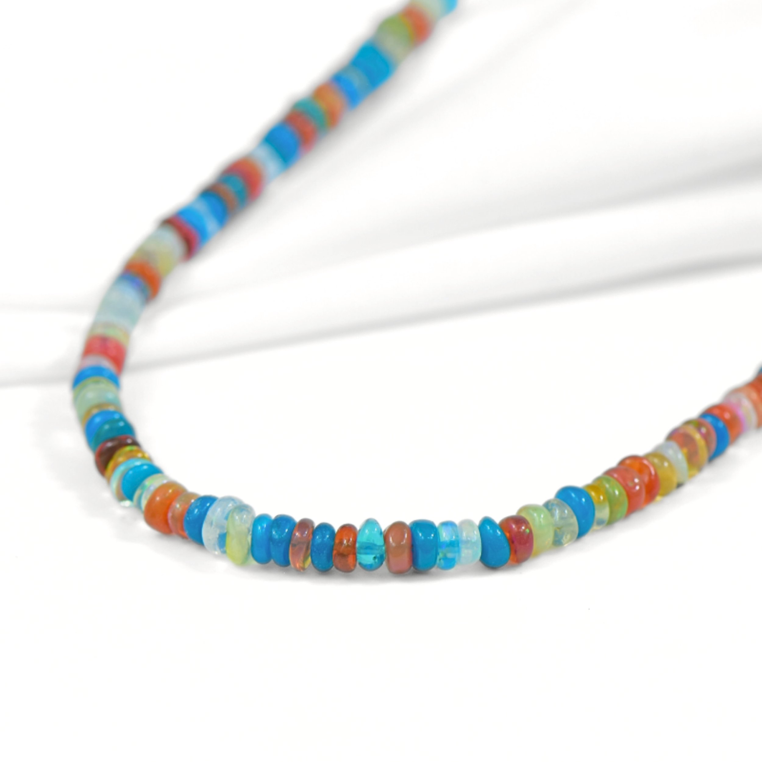 Doğal Multi Opal Taşlı Gümüş Kolye
