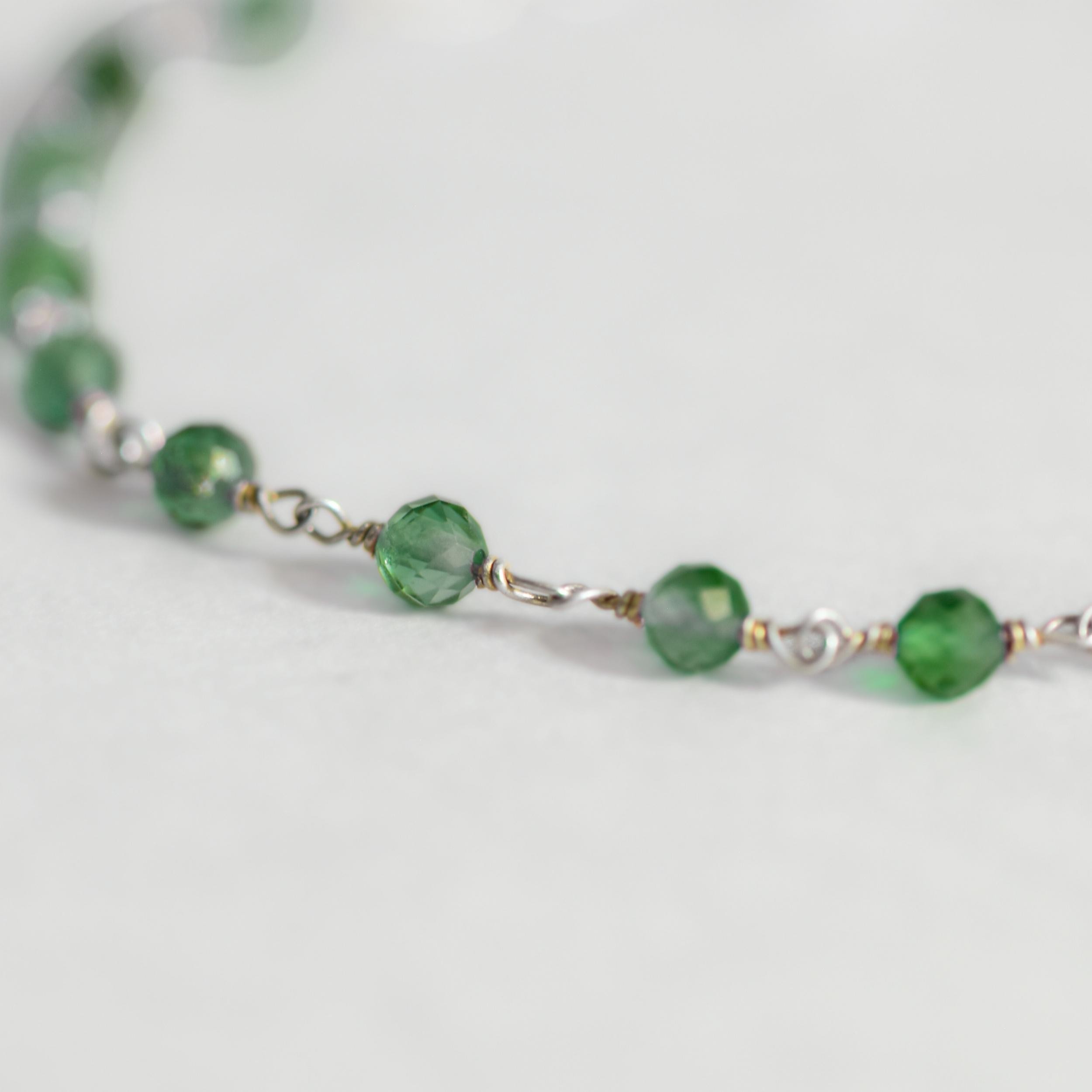 Doğal Jade Taşlı Gümüş Rosary Bileklik