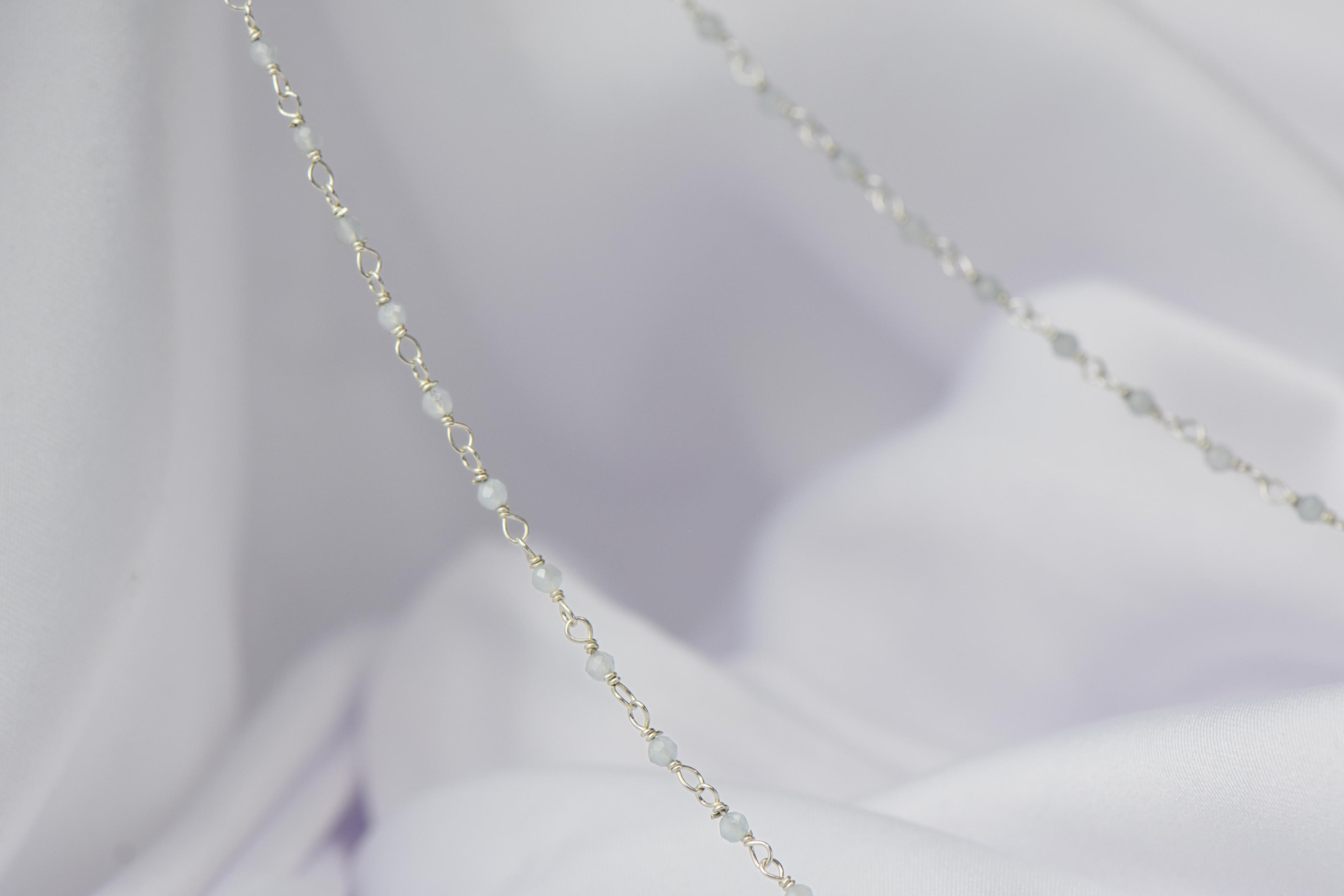 Doğal Kristal Kuvars ve Garnet Taşlı Gümüş Bel Zinciri