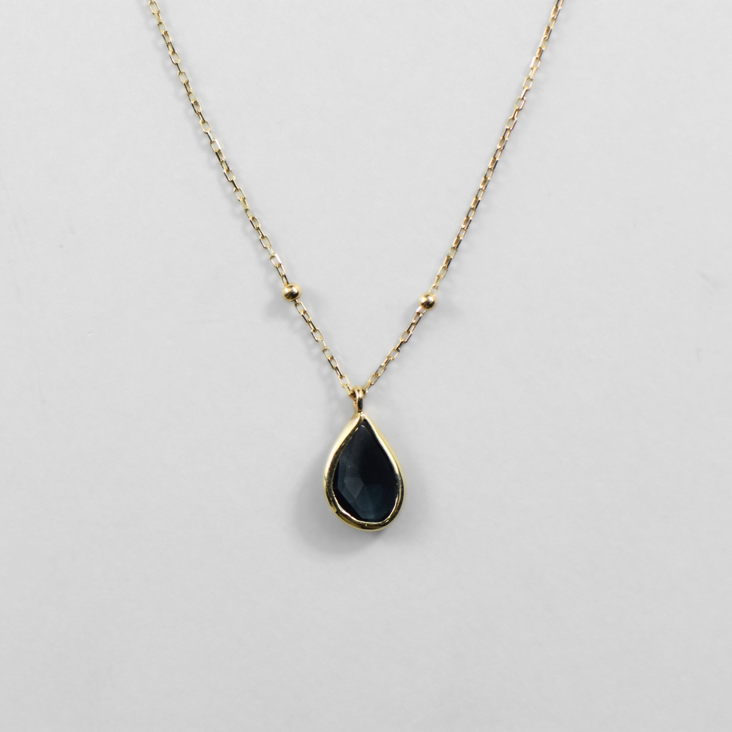 Damla London Blue Topaz Taşlı 14 Ayar Altın Kolye