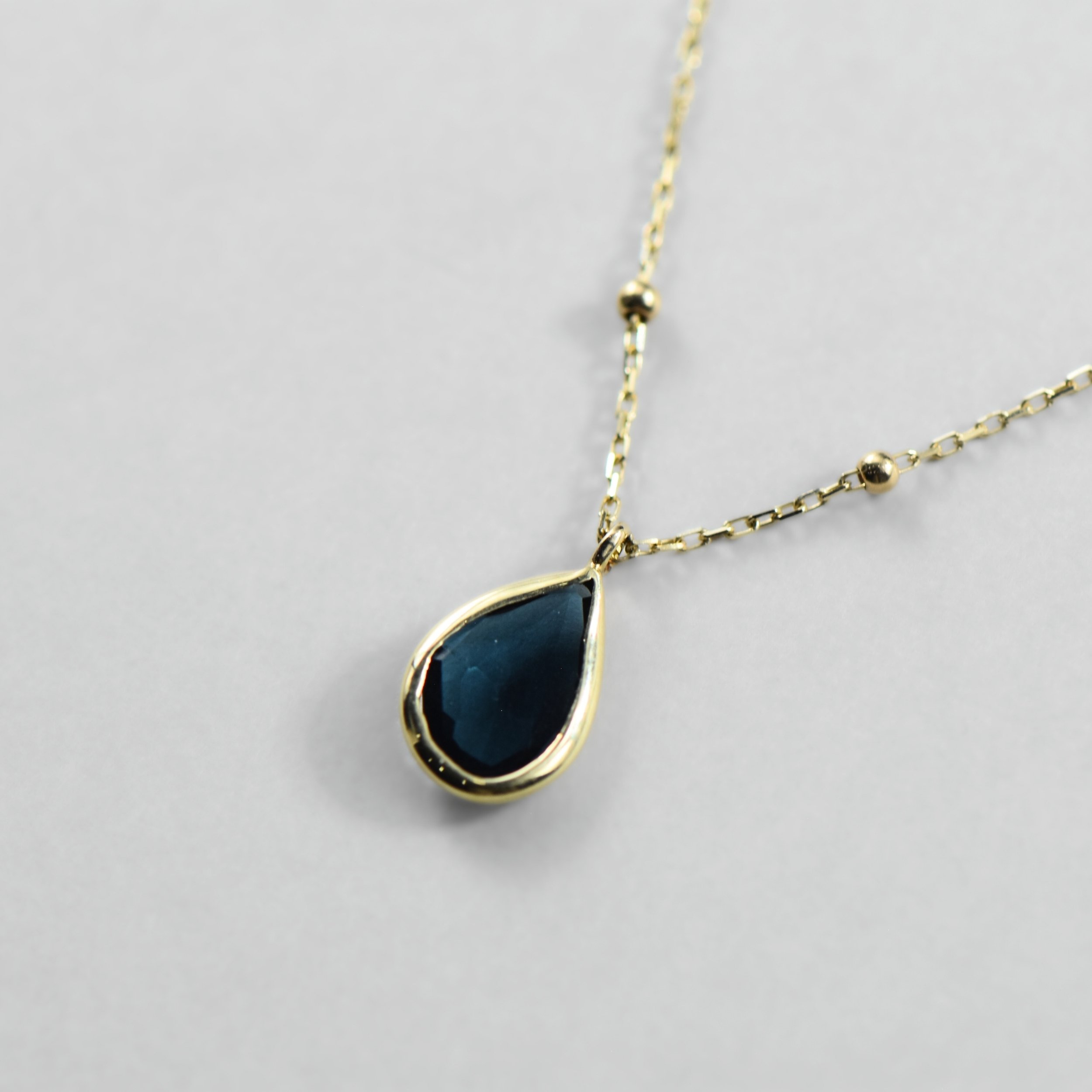 Damla London Blue Topaz Taşlı 14 Ayar Altın Kolye