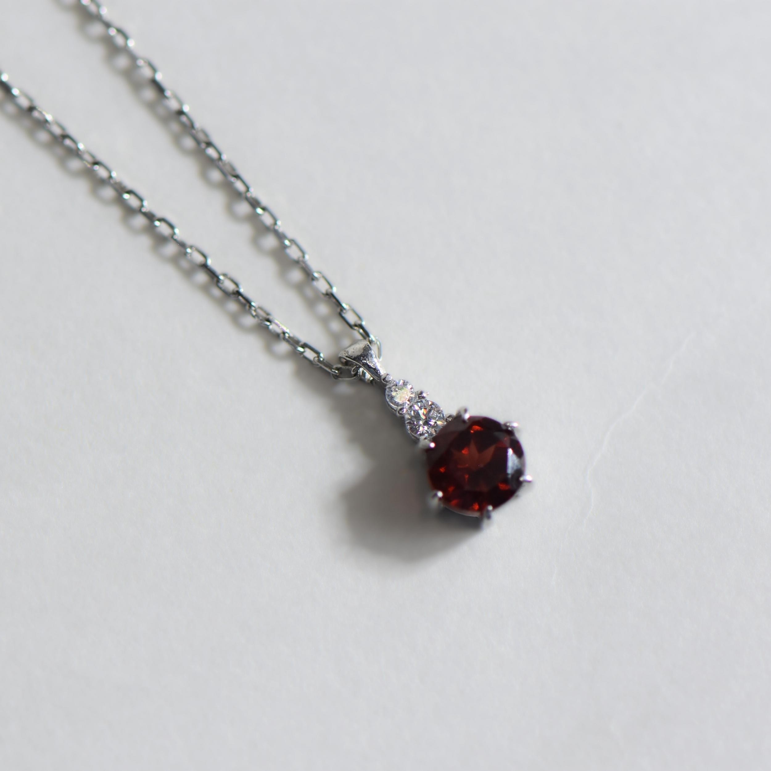 Doğal Garnet ve Zirkon Taşlı 45 cm Gümüş Kolye